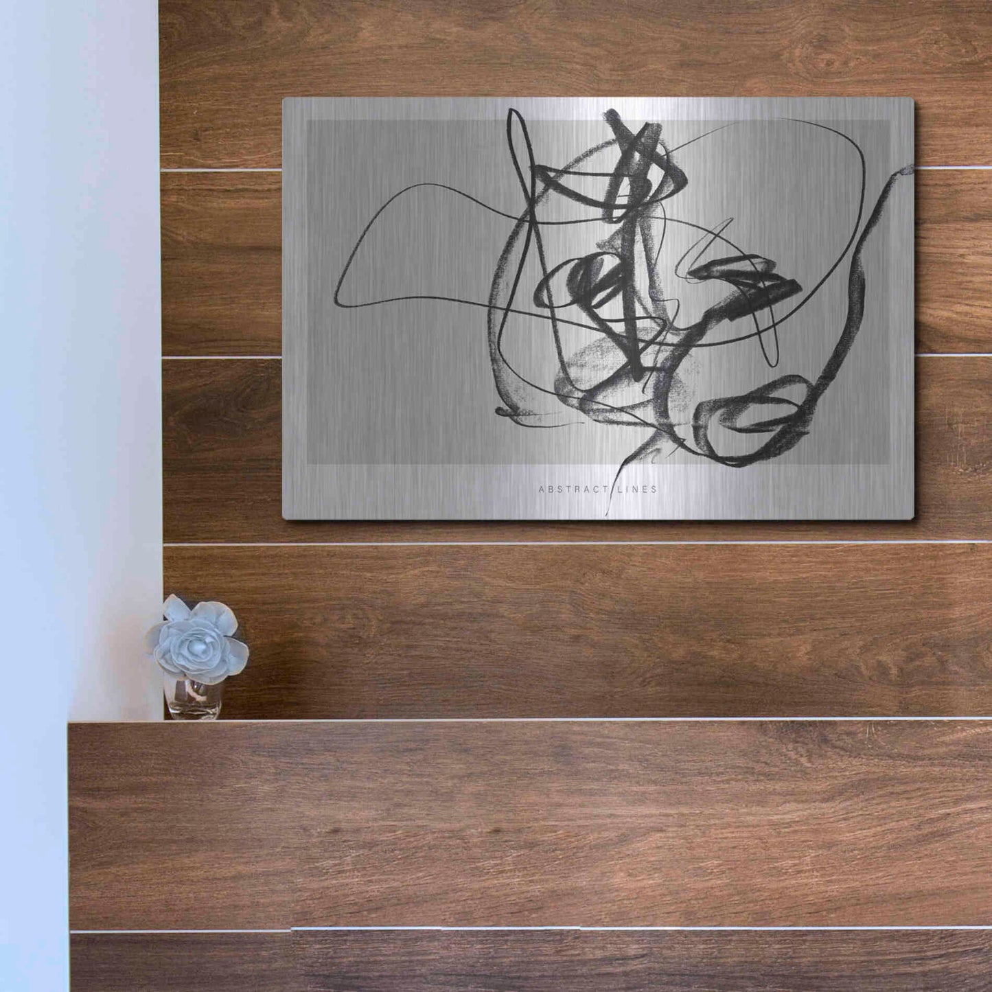Luxe Metal Art 'Lines 2' by Design Fabrikken, Metal Wall Art,16x12
