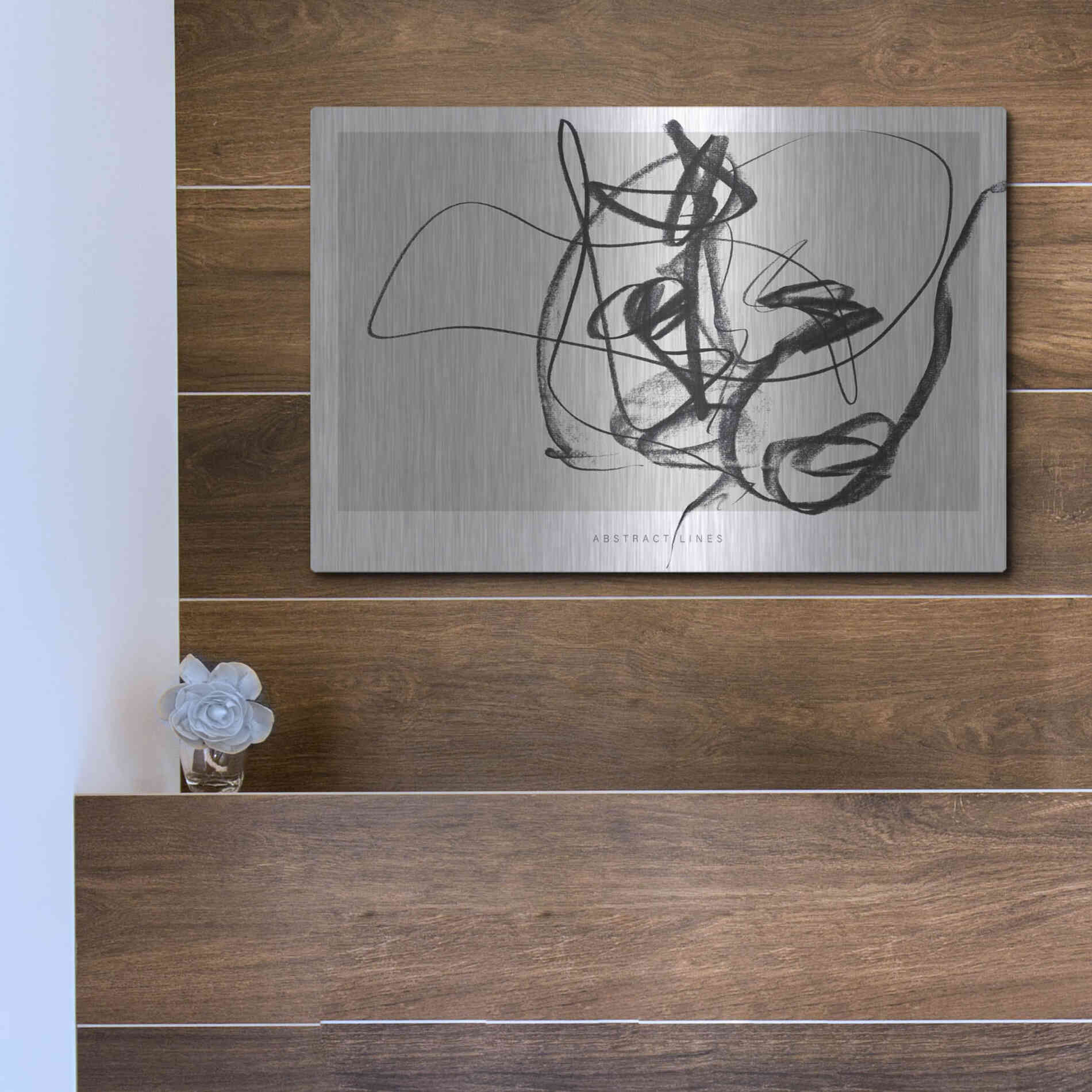 Luxe Metal Art 'Lines 2' by Design Fabrikken, Metal Wall Art,16x12