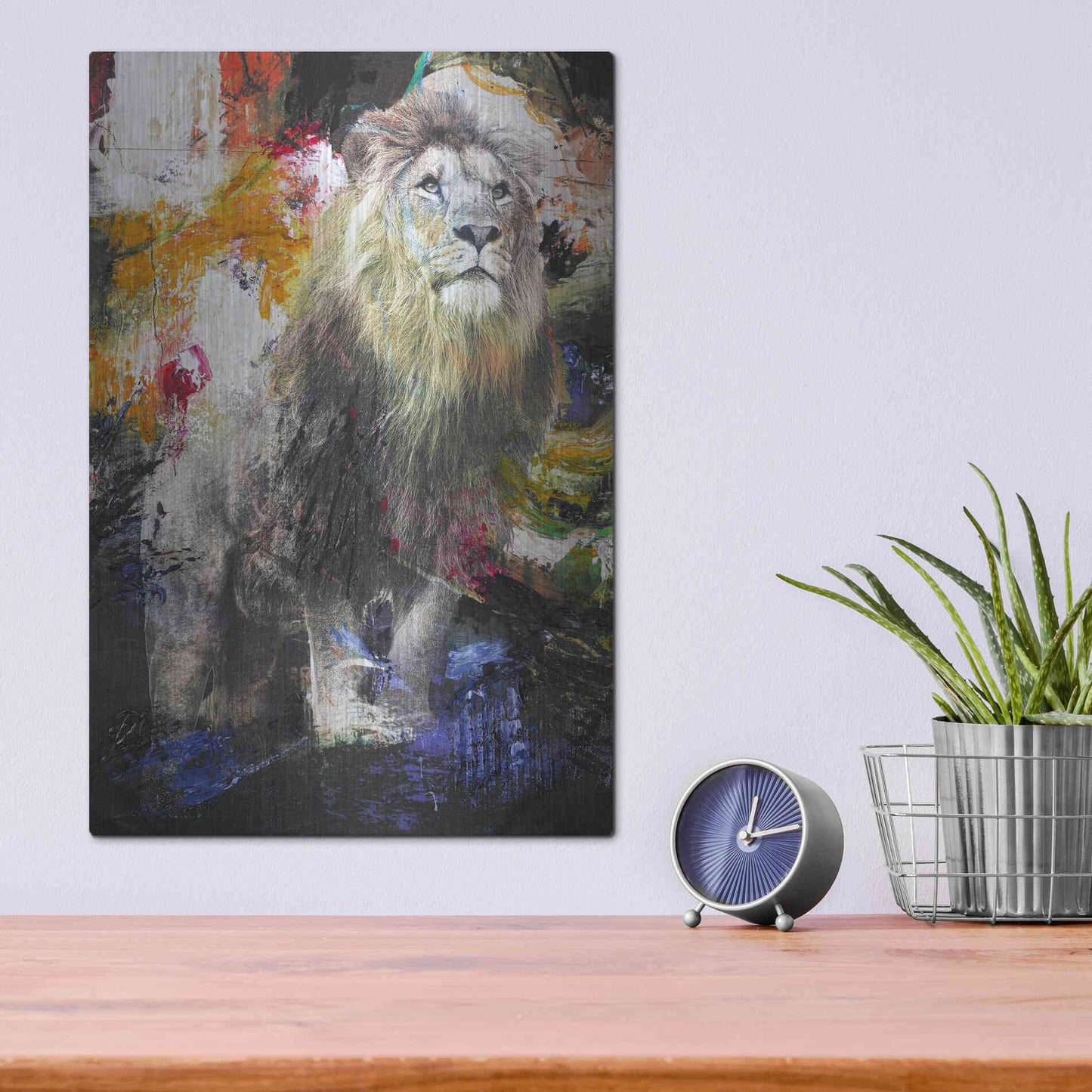 Luxe Metal Art 'Lion' by Design Fabrikken, Metal Wall Art,12x16