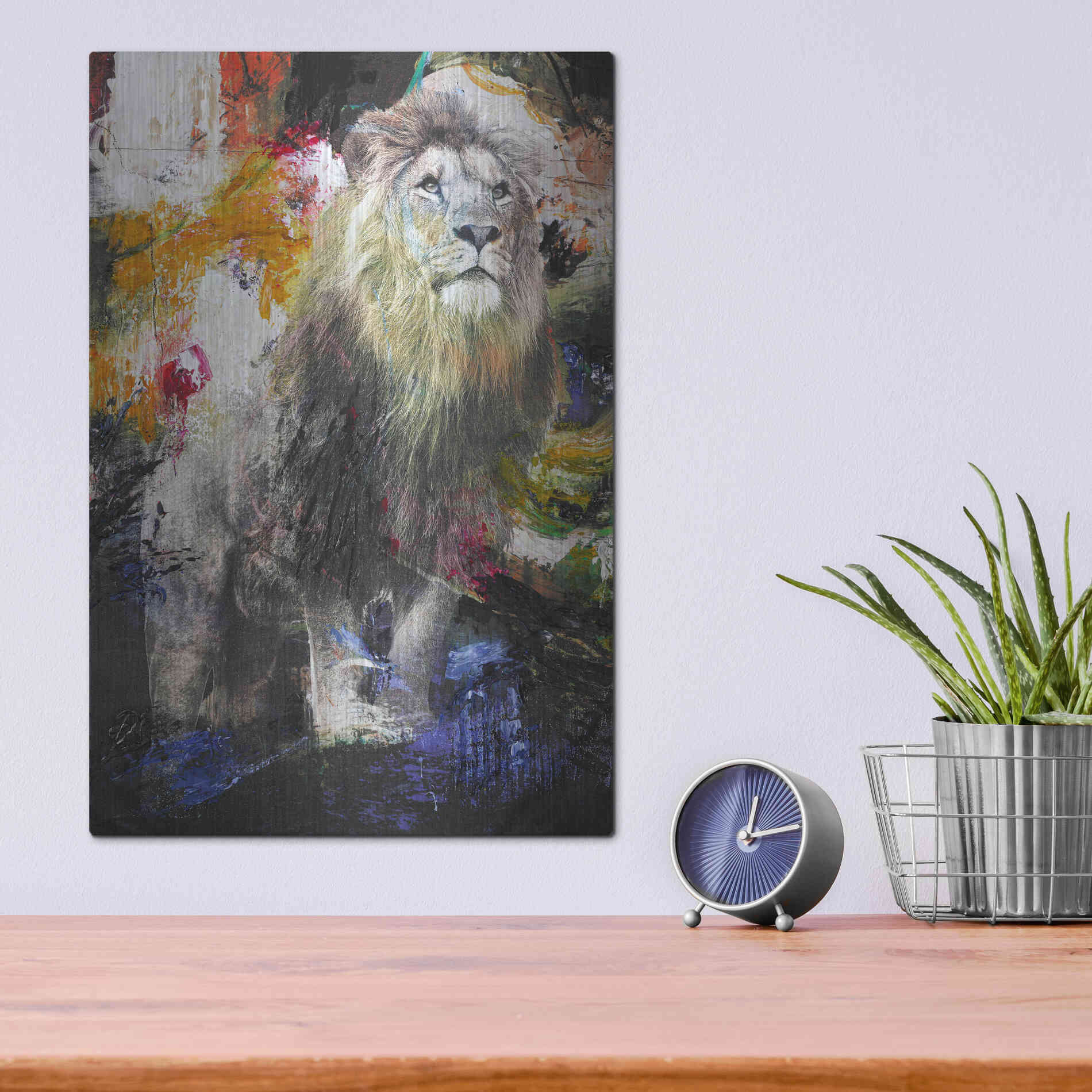 Luxe Metal Art 'Lion' by Design Fabrikken, Metal Wall Art,12x16