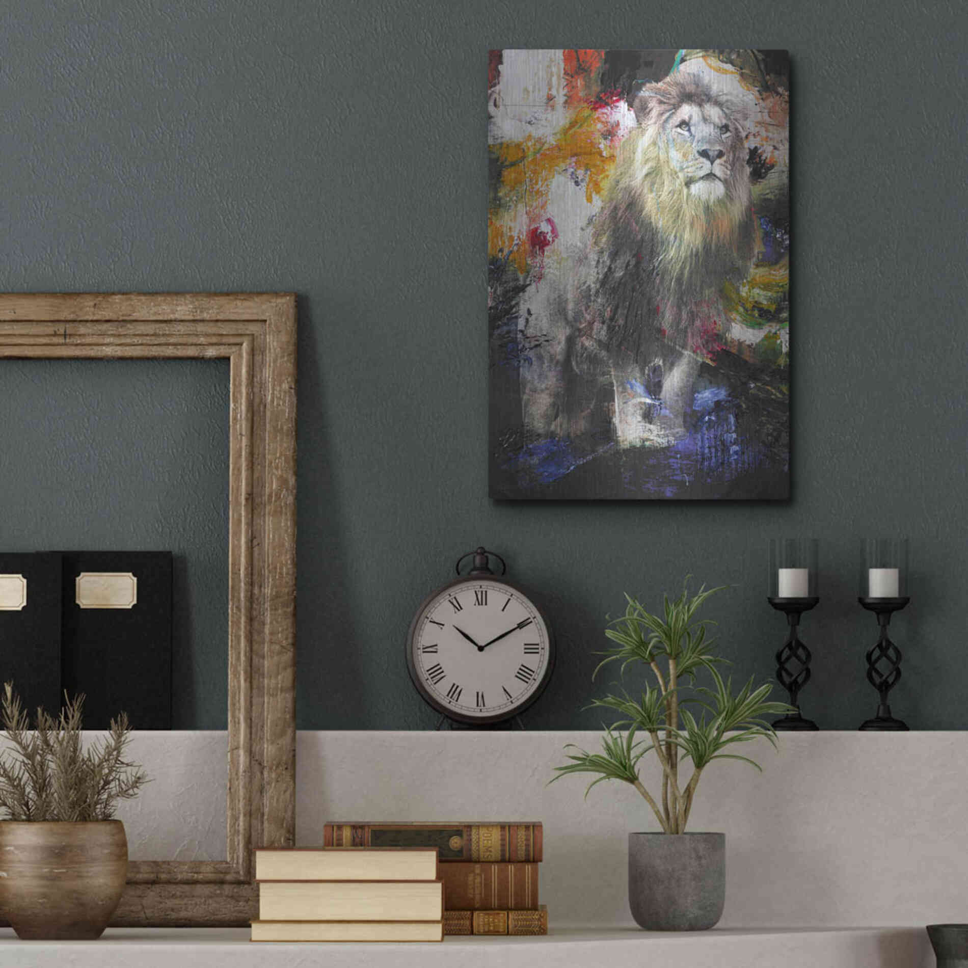 Luxe Metal Art 'Lion' by Design Fabrikken, Metal Wall Art,12x16