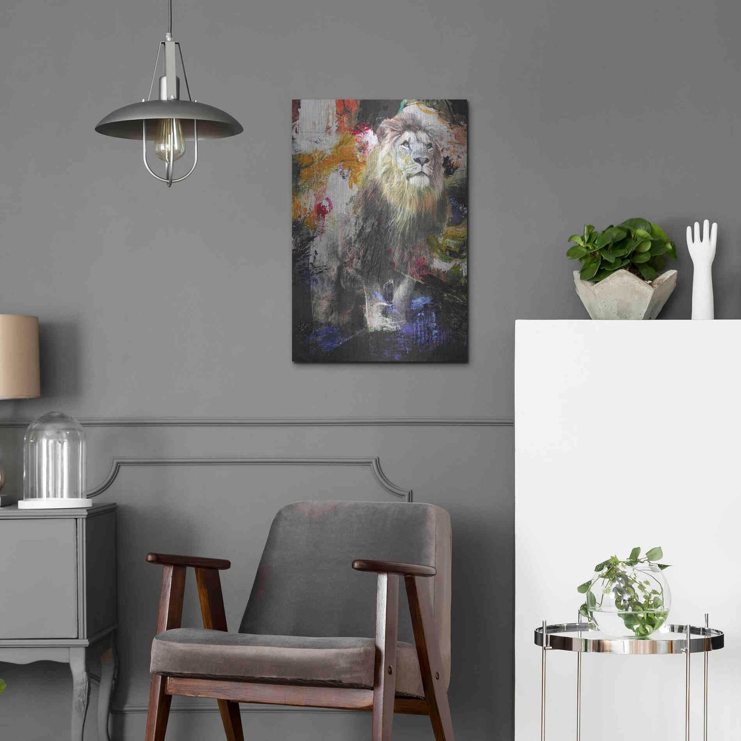 Luxe Metal Art 'Lion' by Design Fabrikken, Metal Wall Art,16x24