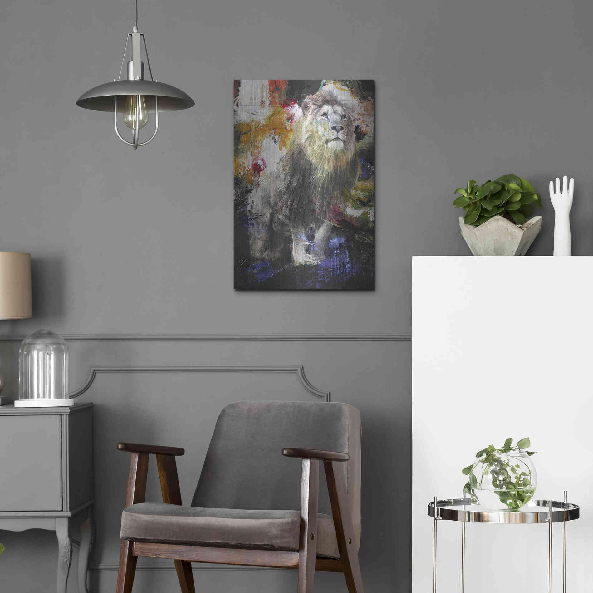 Luxe Metal Art 'Lion' by Design Fabrikken, Metal Wall Art,16x24
