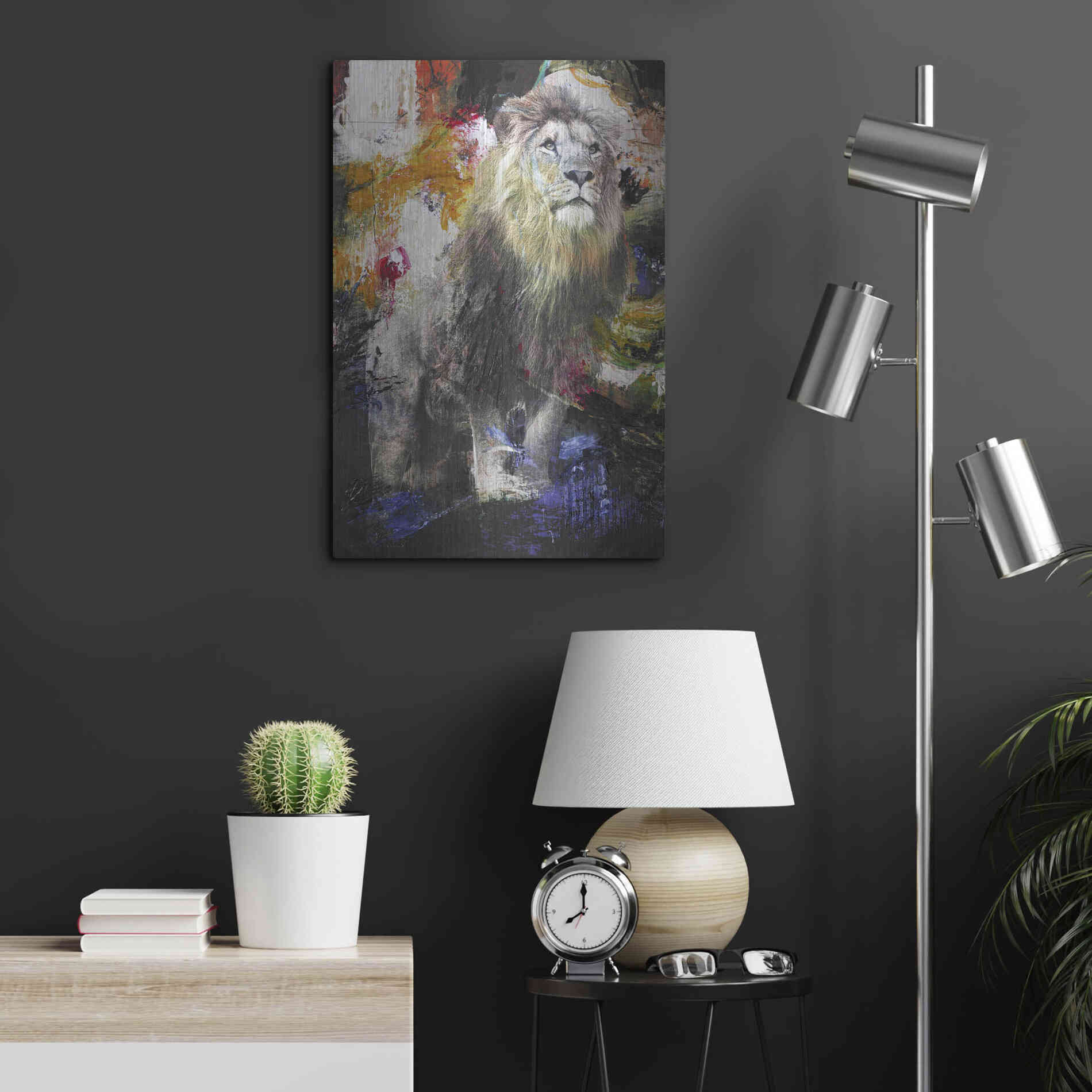 Luxe Metal Art 'Lion' by Design Fabrikken, Metal Wall Art,16x24
