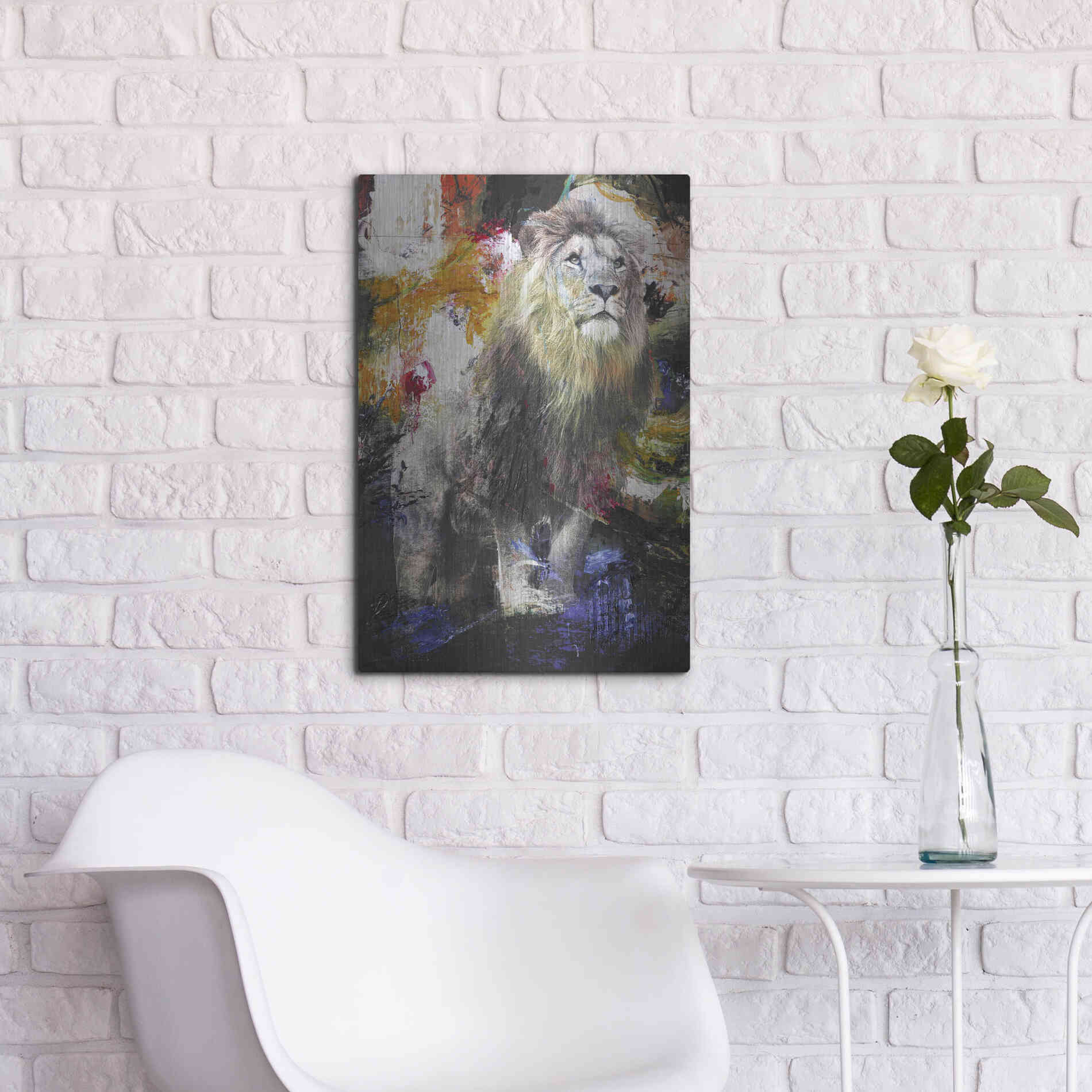 Luxe Metal Art 'Lion' by Design Fabrikken, Metal Wall Art,16x24
