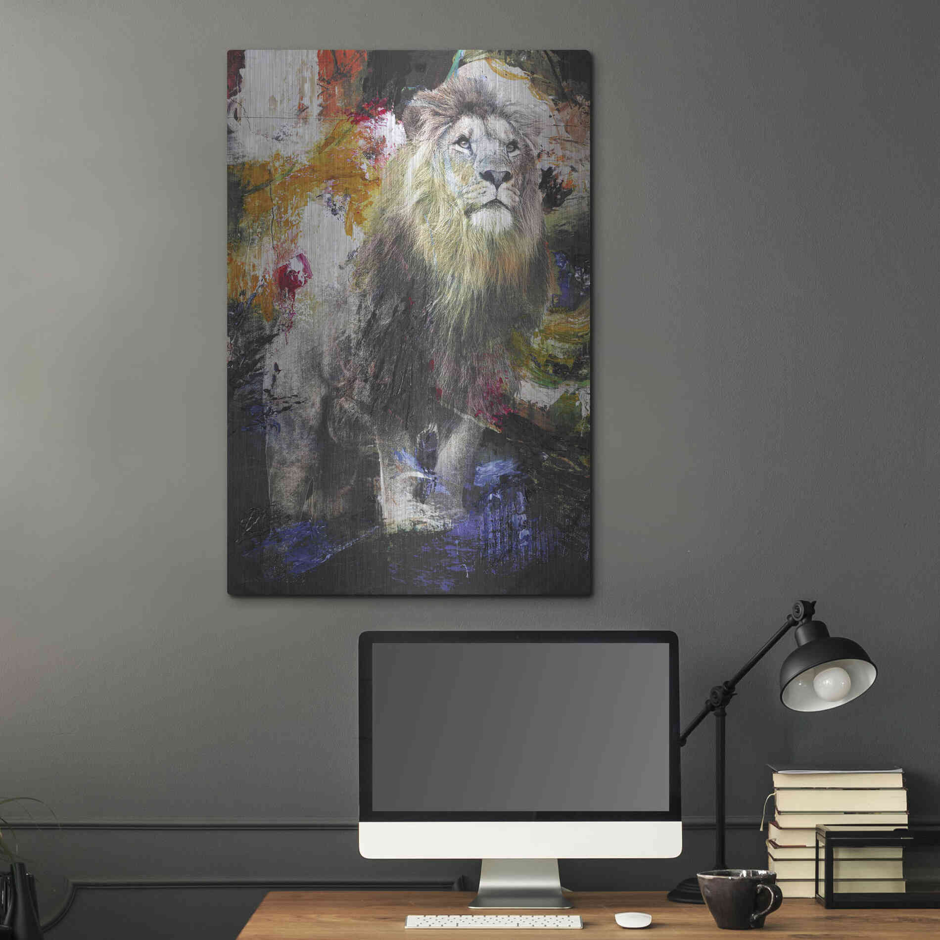 Luxe Metal Art 'Lion' by Design Fabrikken, Metal Wall Art,24x36