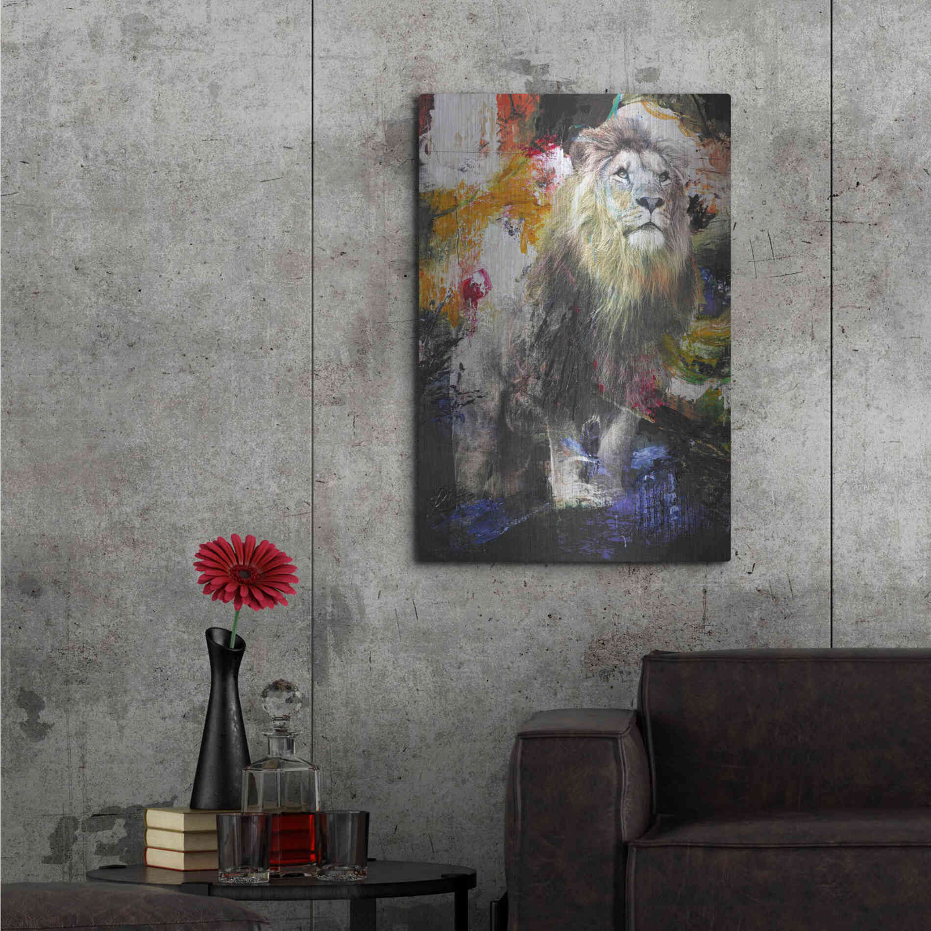 Luxe Metal Art 'Lion' by Design Fabrikken, Metal Wall Art,24x36