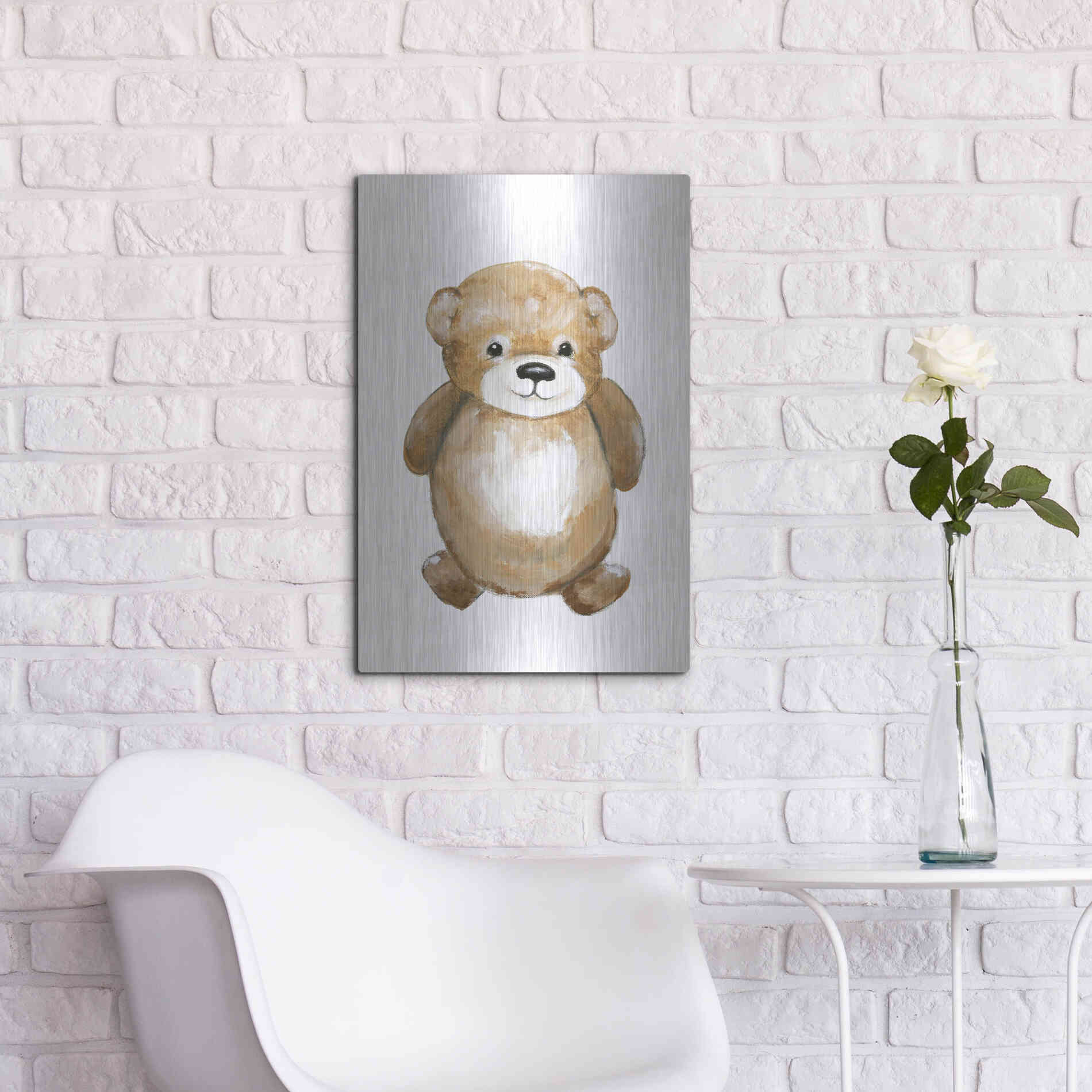Luxe Metal Art 'Little Bear' by Design Fabrikken, Metal Wall Art,16x24
