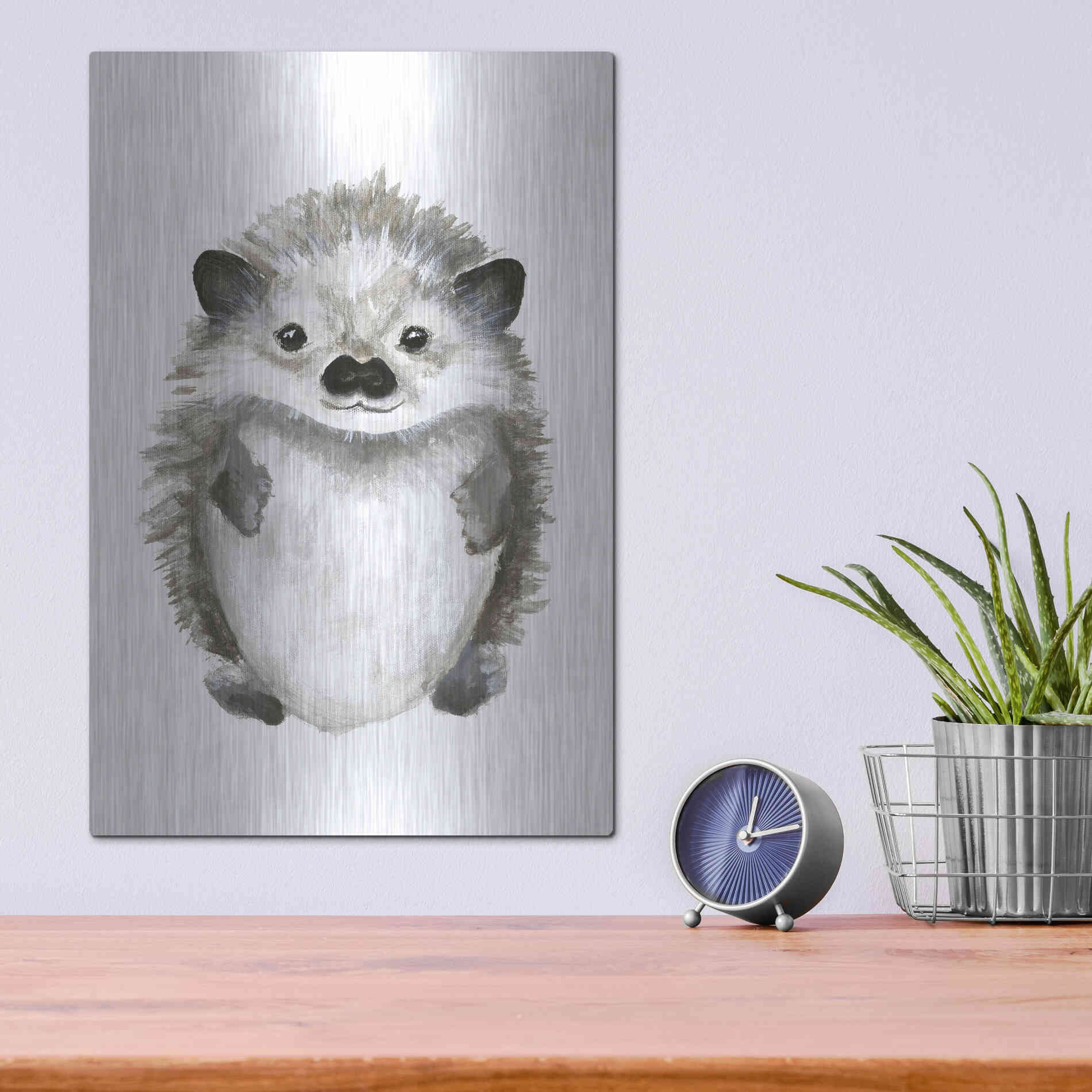 Luxe Metal Art 'Little Hedgehog' by Design Fabrikken, Metal Wall Art,12x16