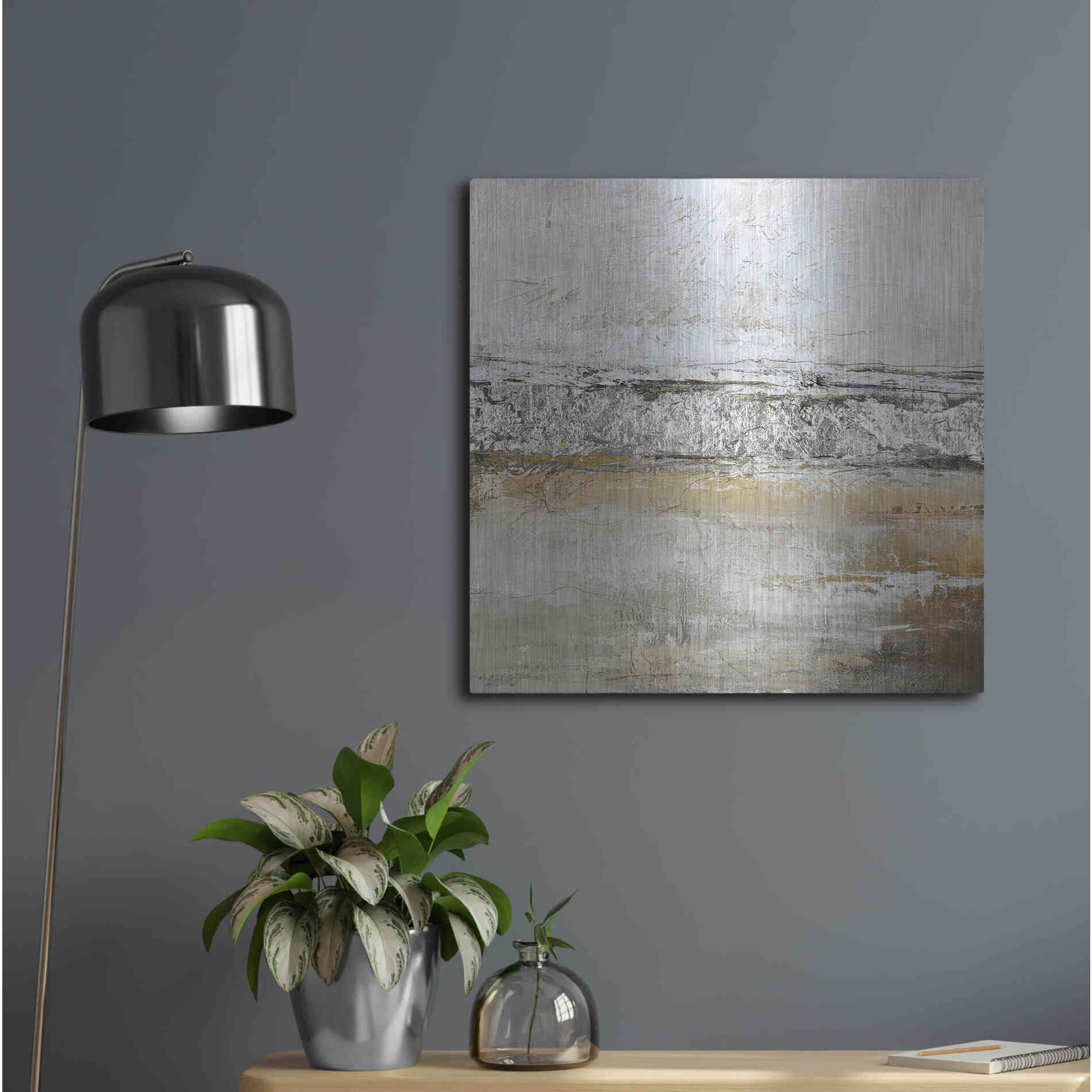 Luxe Metal Art 'Low Limit Silver' by Design Fabrikken, Metal Wall Art,24x24