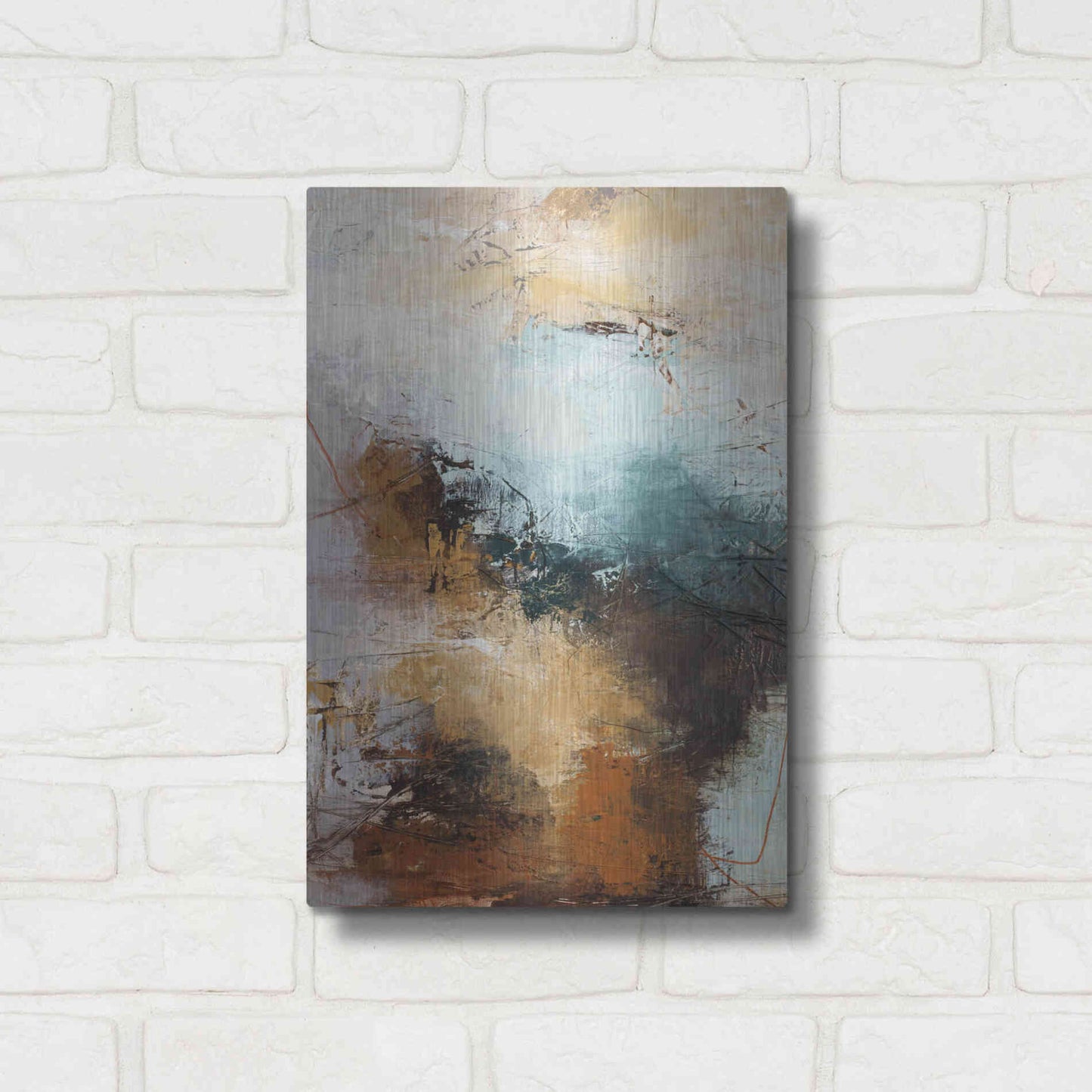 Luxe Metal Art 'Milestone 3 Blue' by Design Fabrikken, Metal Wall Art,12x16