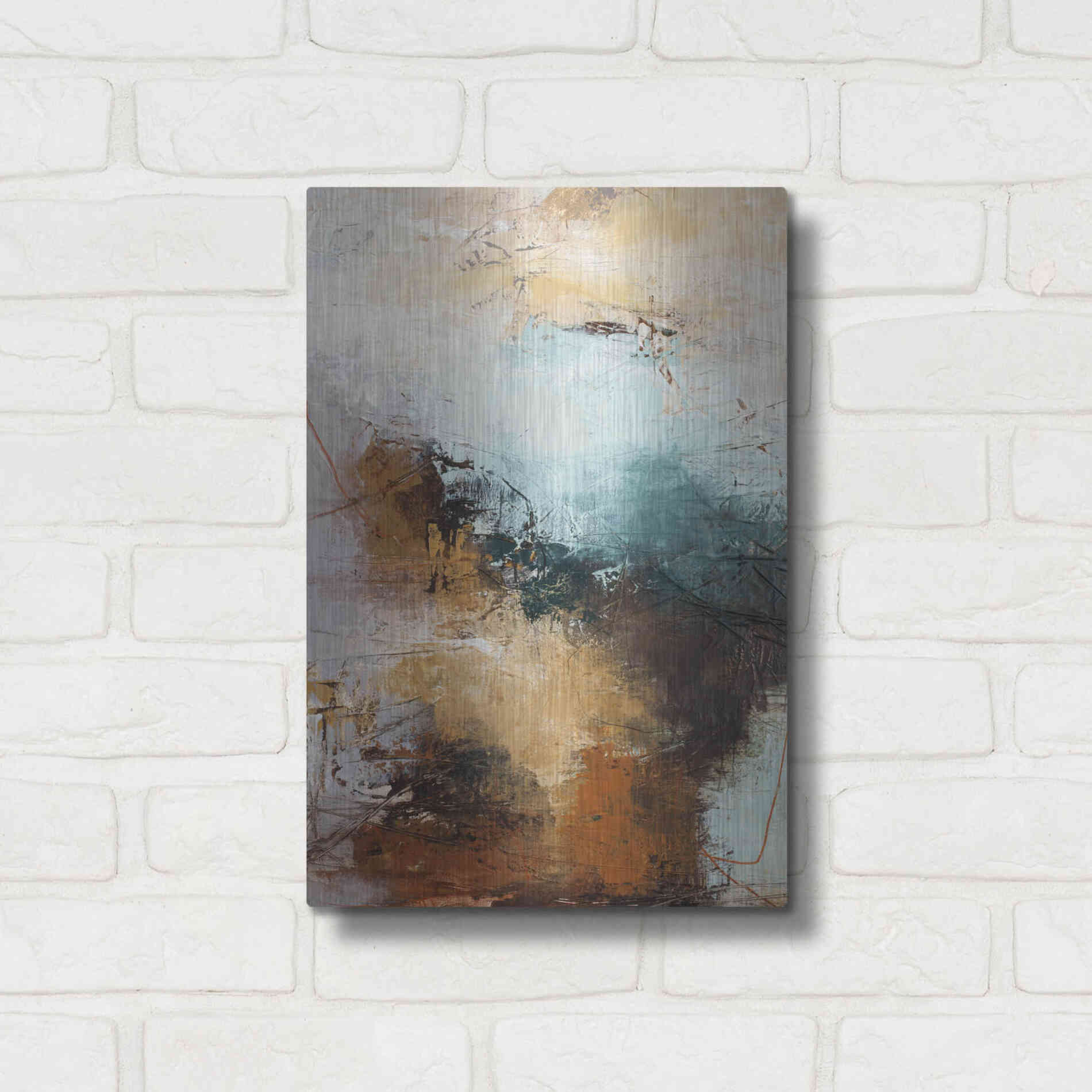 Luxe Metal Art 'Milestone 3 Blue' by Design Fabrikken, Metal Wall Art,12x16