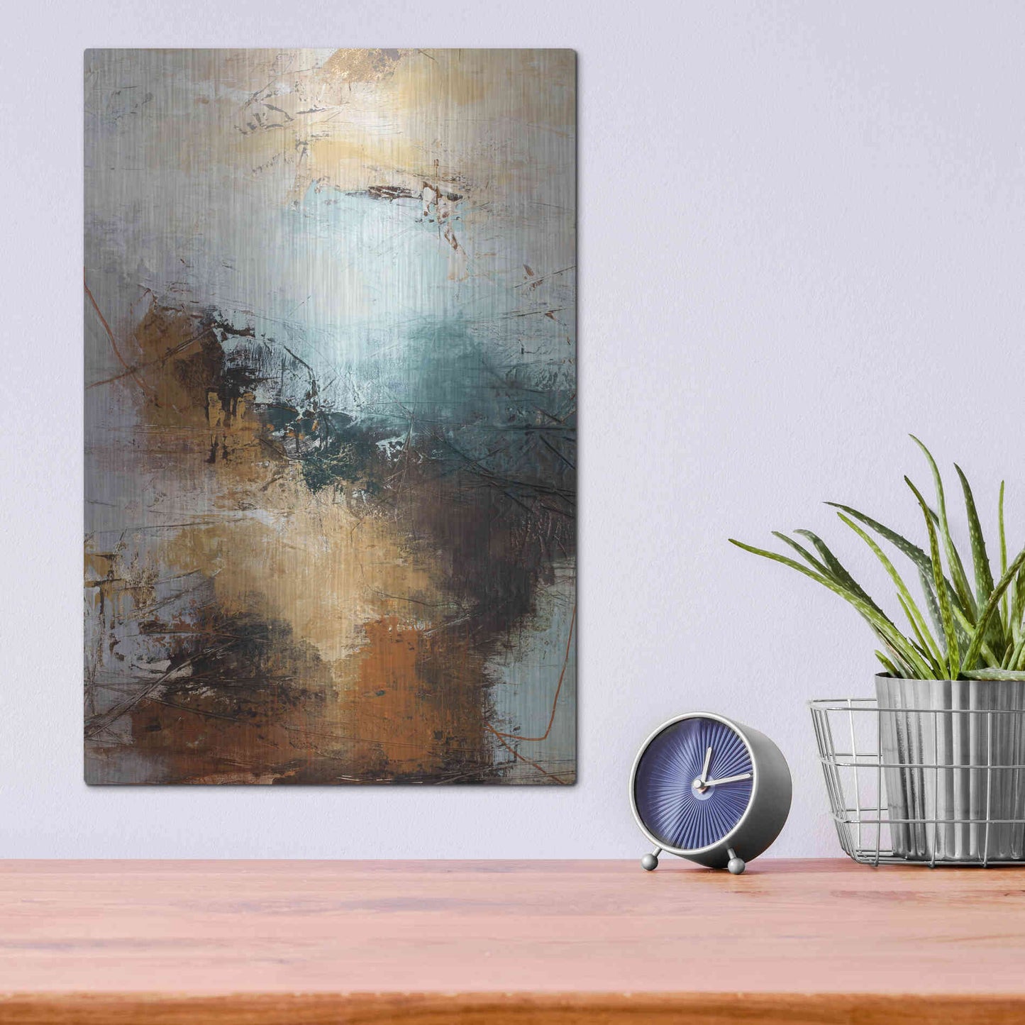 Luxe Metal Art 'Milestone 3 Blue' by Design Fabrikken, Metal Wall Art,12x16