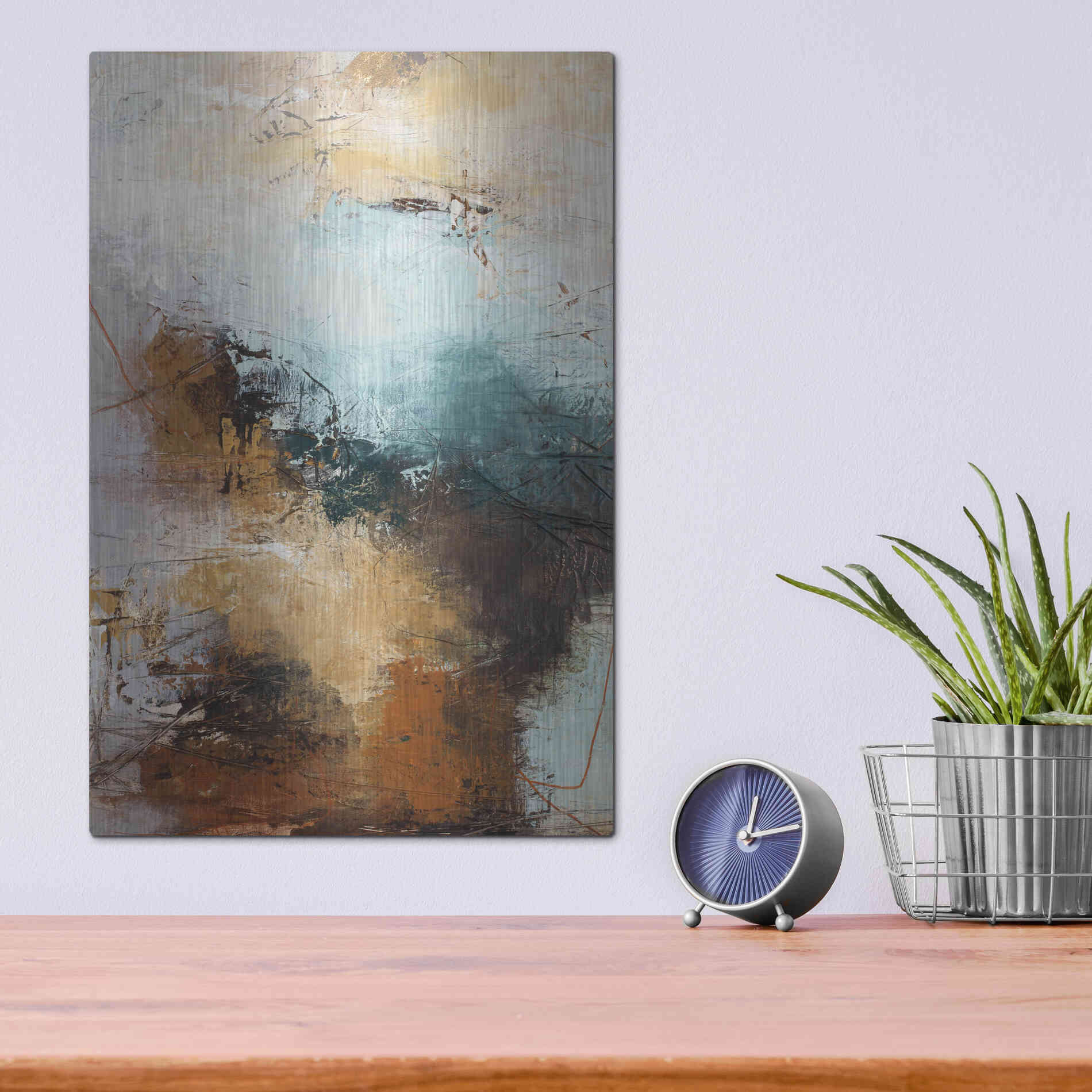Luxe Metal Art 'Milestone 3 Blue' by Design Fabrikken, Metal Wall Art,12x16