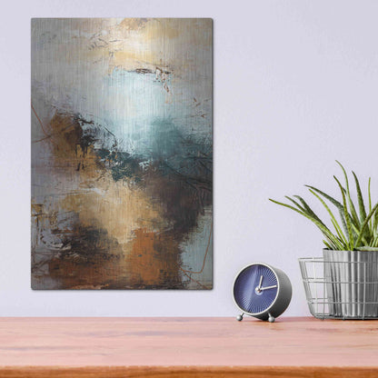Luxe Metal Art 'Milestone 3 Blue' by Design Fabrikken, Metal Wall Art,12x16