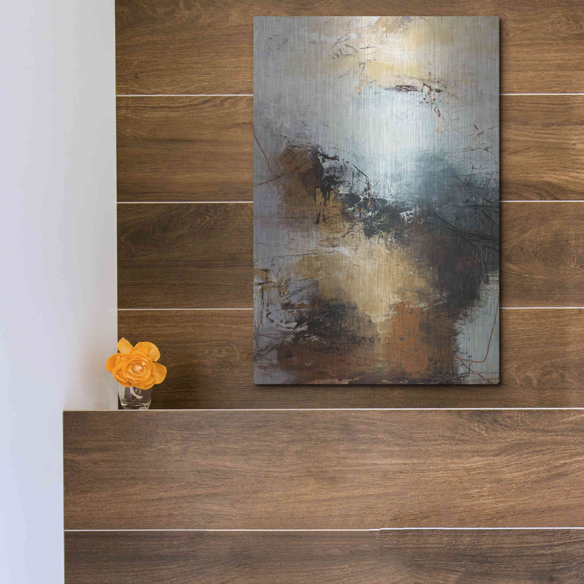Luxe Metal Art 'Milestone 3 Blue' by Design Fabrikken, Metal Wall Art,12x16