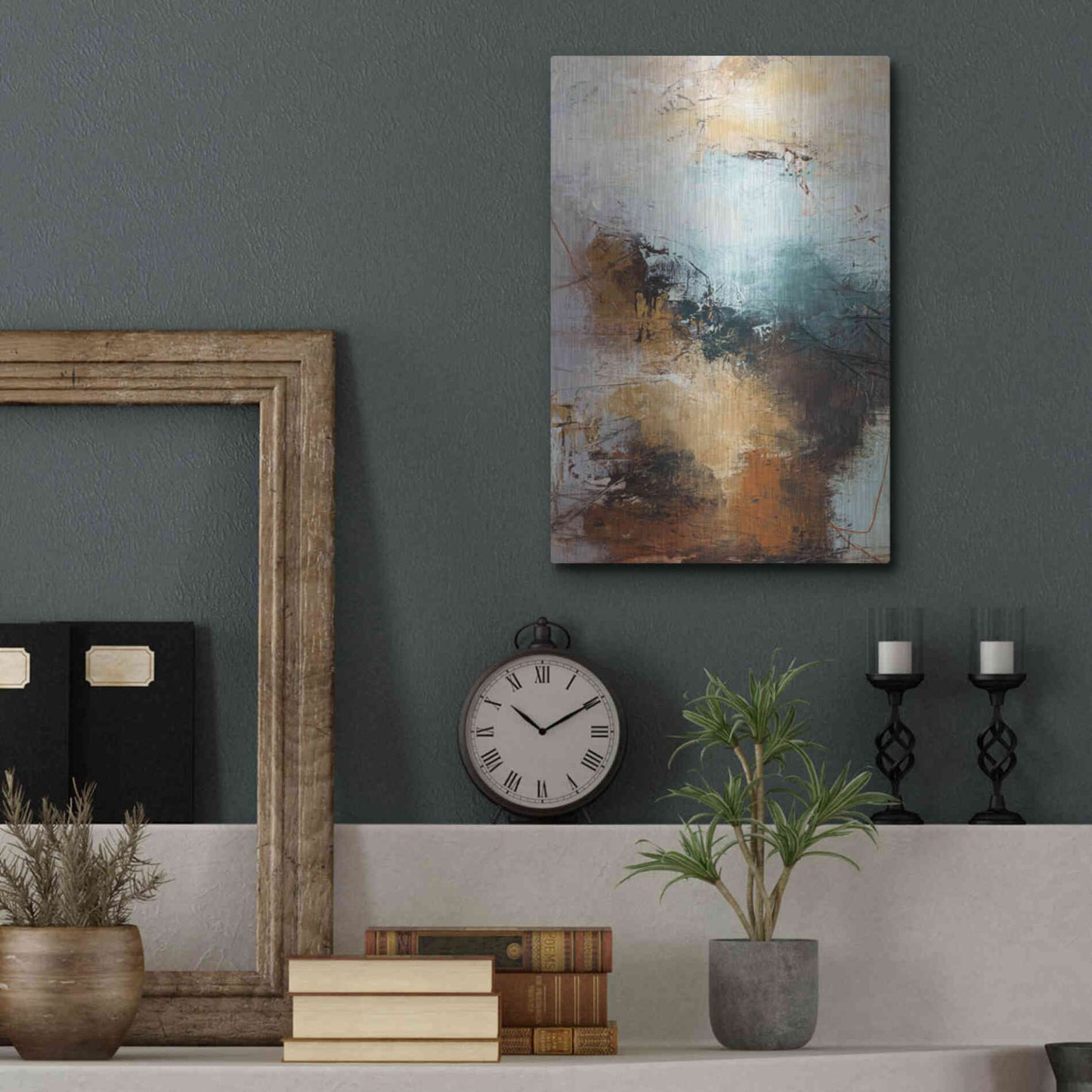 Luxe Metal Art 'Milestone 3 Blue' by Design Fabrikken, Metal Wall Art,12x16