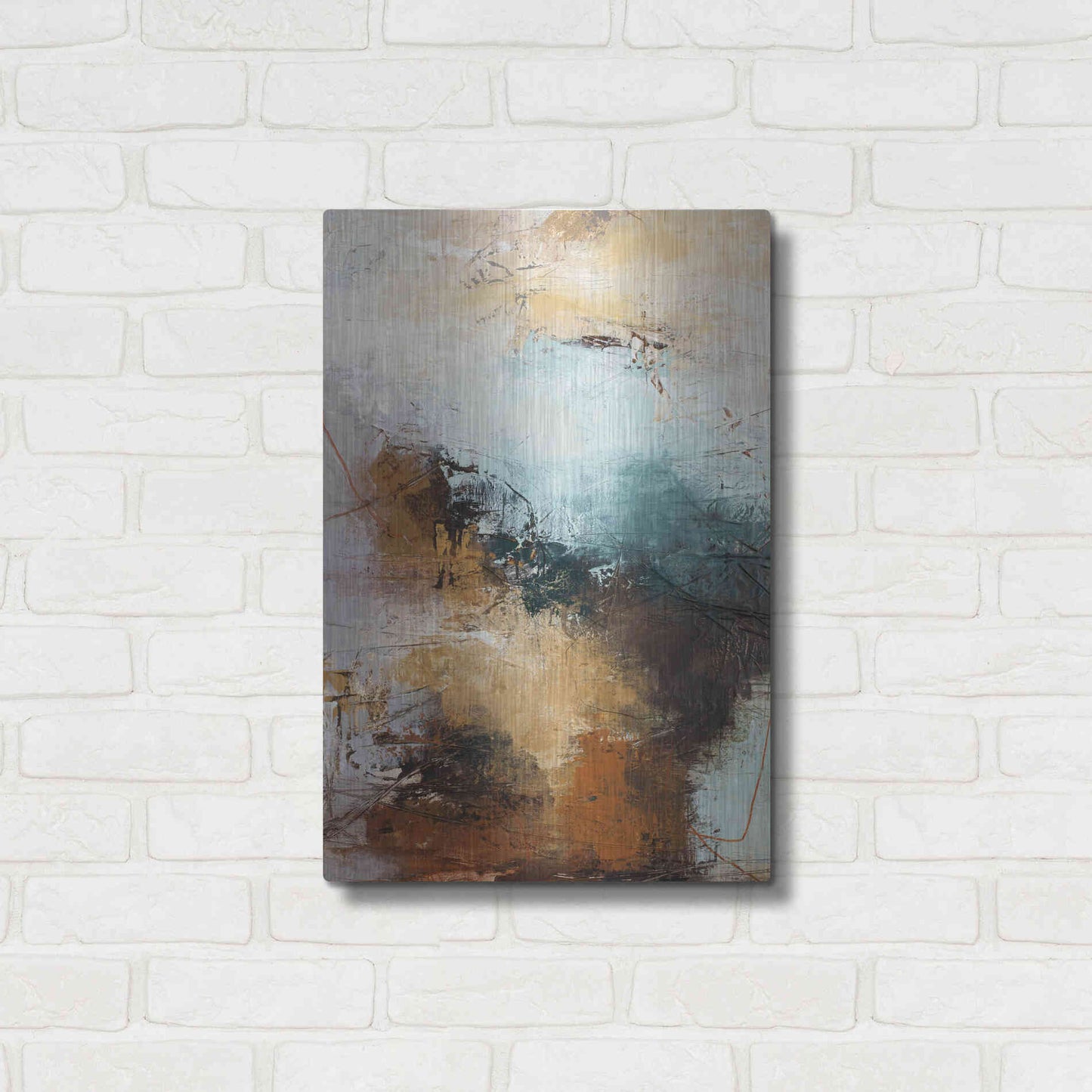 Luxe Metal Art 'Milestone 3 Blue' by Design Fabrikken, Metal Wall Art,16x24