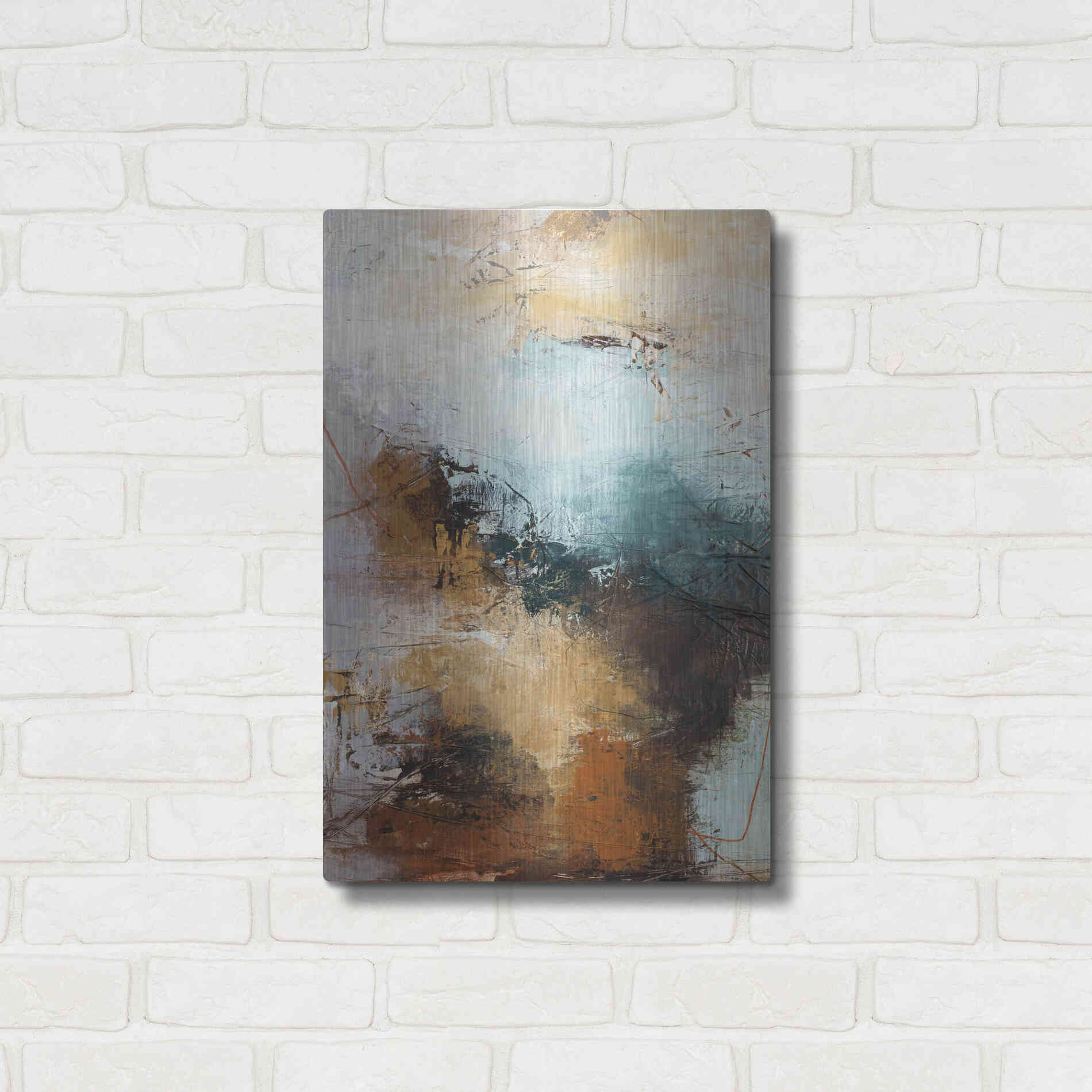 Luxe Metal Art 'Milestone 3 Blue' by Design Fabrikken, Metal Wall Art,16x24
