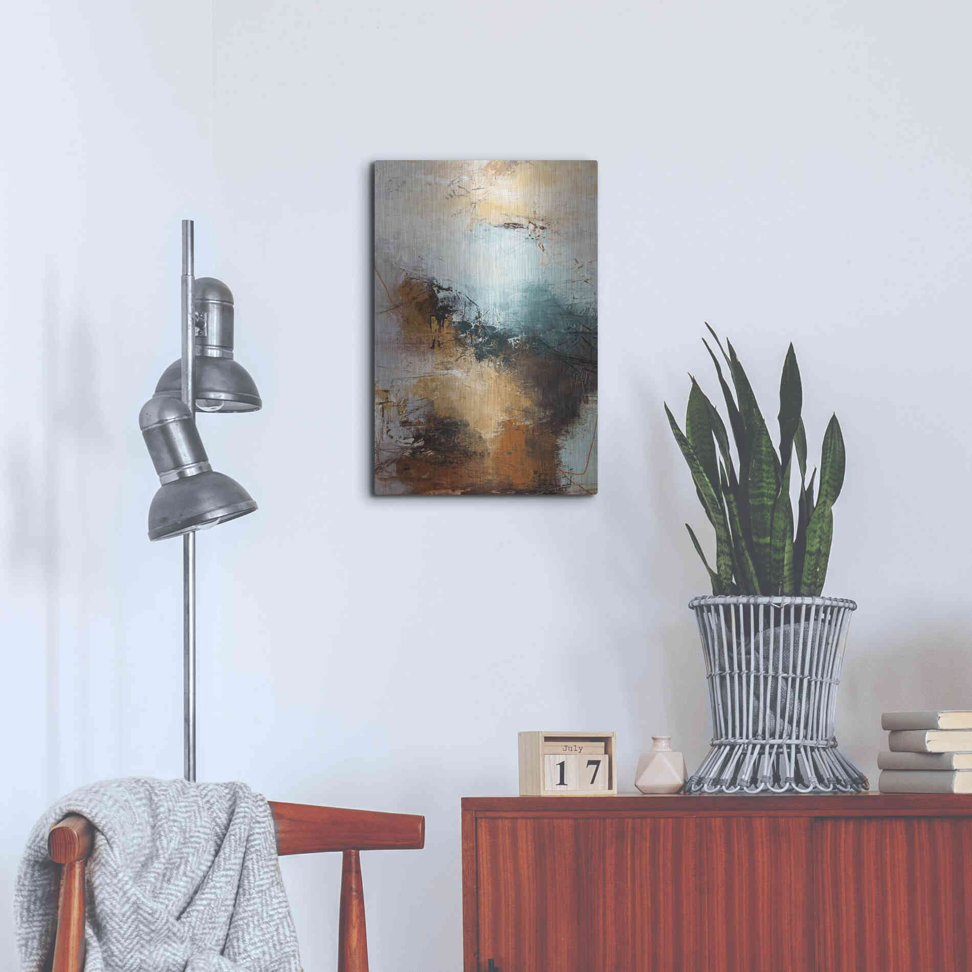 Luxe Metal Art 'Milestone 3 Blue' by Design Fabrikken, Metal Wall Art,16x24