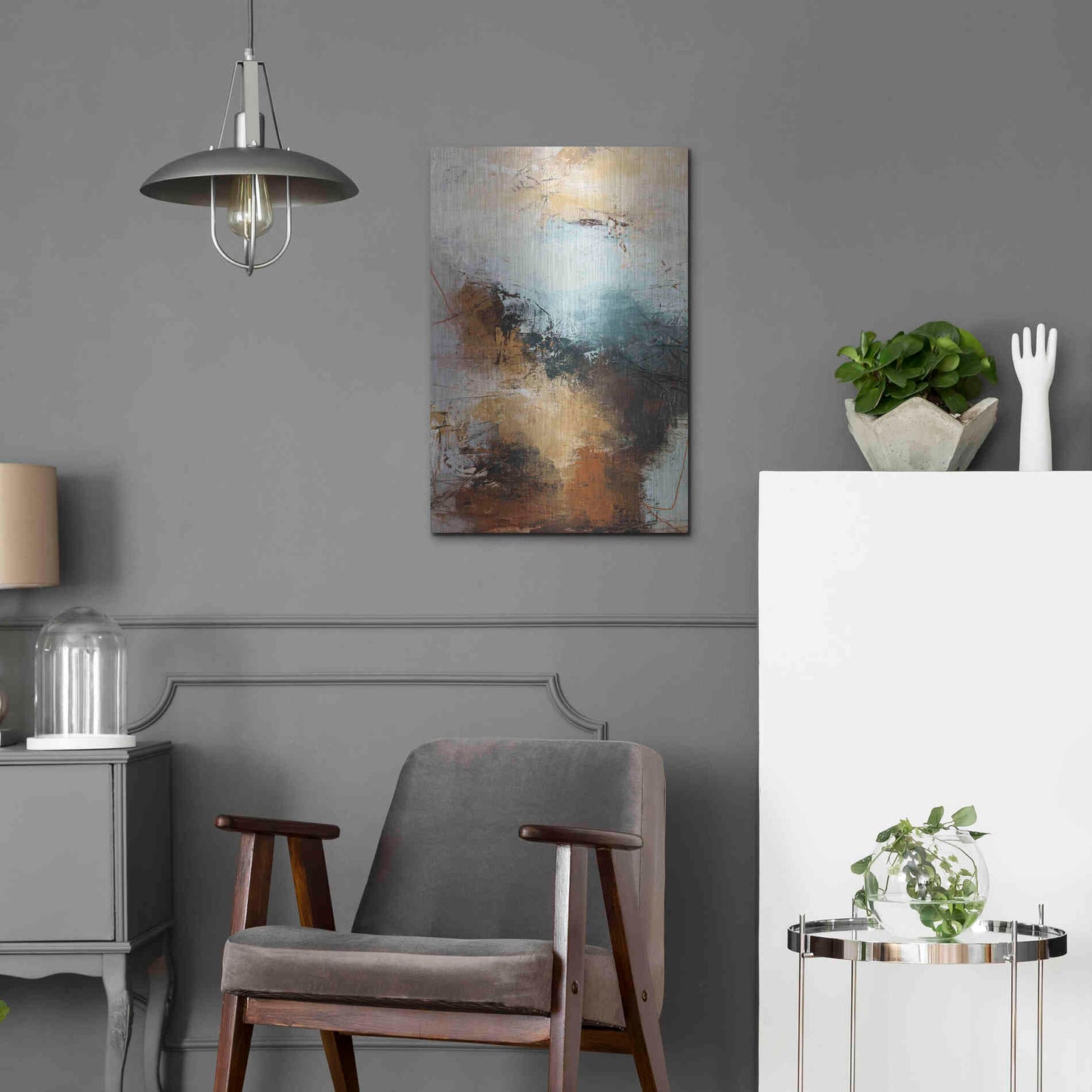 Luxe Metal Art 'Milestone 3 Blue' by Design Fabrikken, Metal Wall Art,16x24