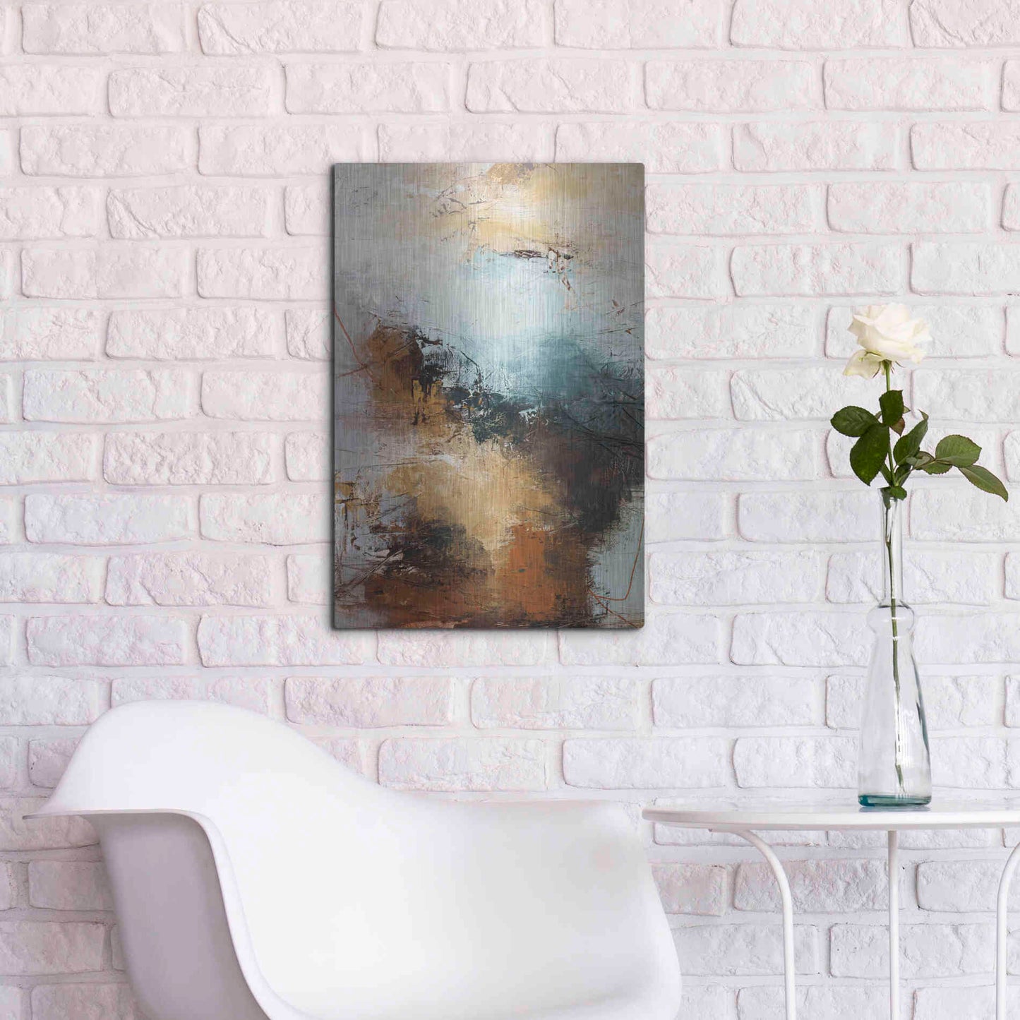 Luxe Metal Art 'Milestone 3 Blue' by Design Fabrikken, Metal Wall Art,16x24