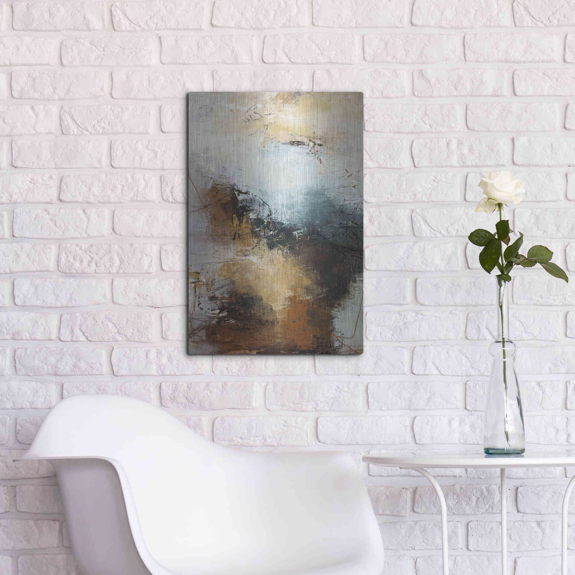 Luxe Metal Art 'Milestone 3 Blue' by Design Fabrikken, Metal Wall Art,16x24