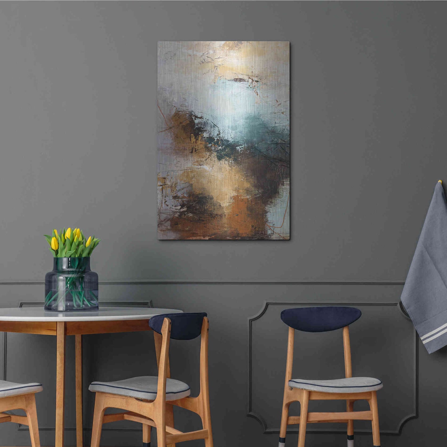 Luxe Metal Art 'Milestone 3 Blue' by Design Fabrikken, Metal Wall Art,24x36