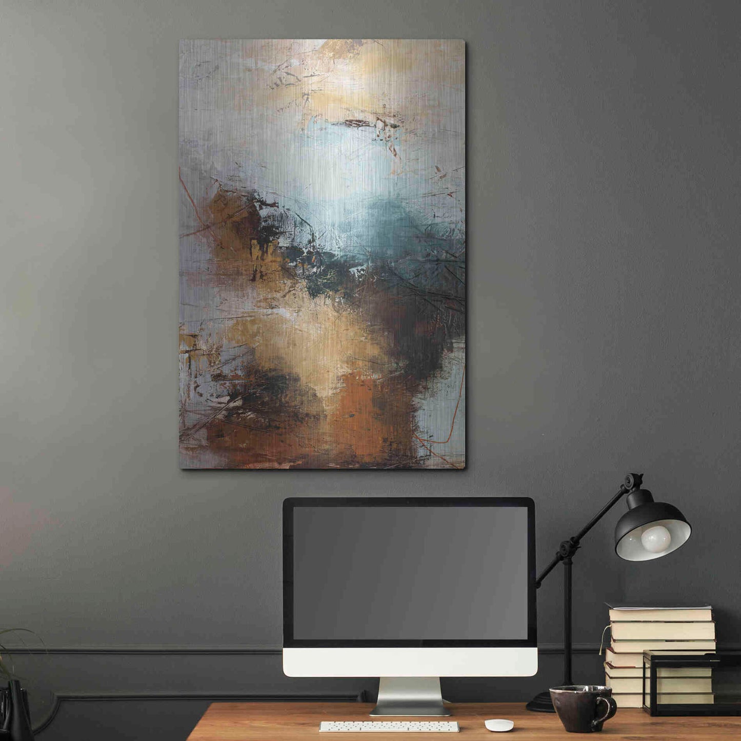 Luxe Metal Art 'Milestone 3 Blue' by Design Fabrikken, Metal Wall Art,24x36