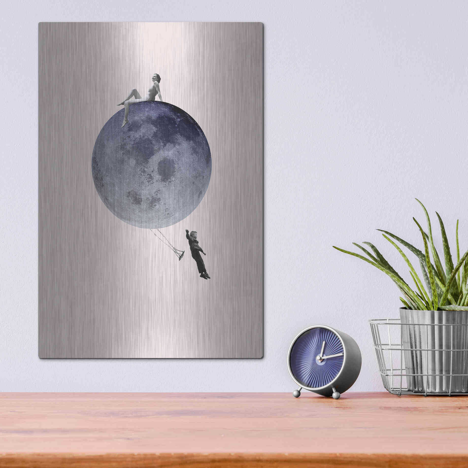 Luxe Metal Art 'Moon Jump' by Design Fabrikken, Metal Wall Art,12x16