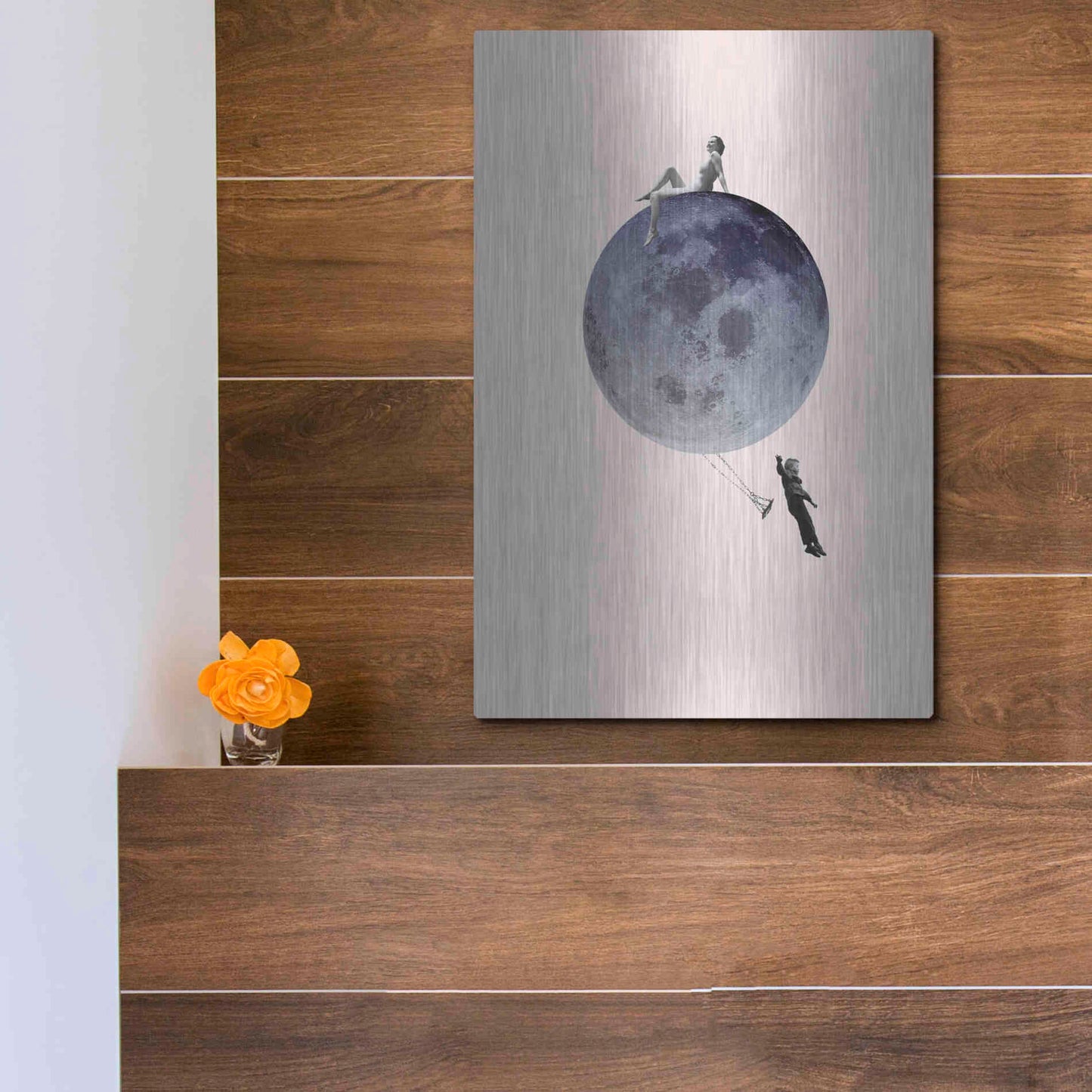 Luxe Metal Art 'Moon Jump' by Design Fabrikken, Metal Wall Art,12x16