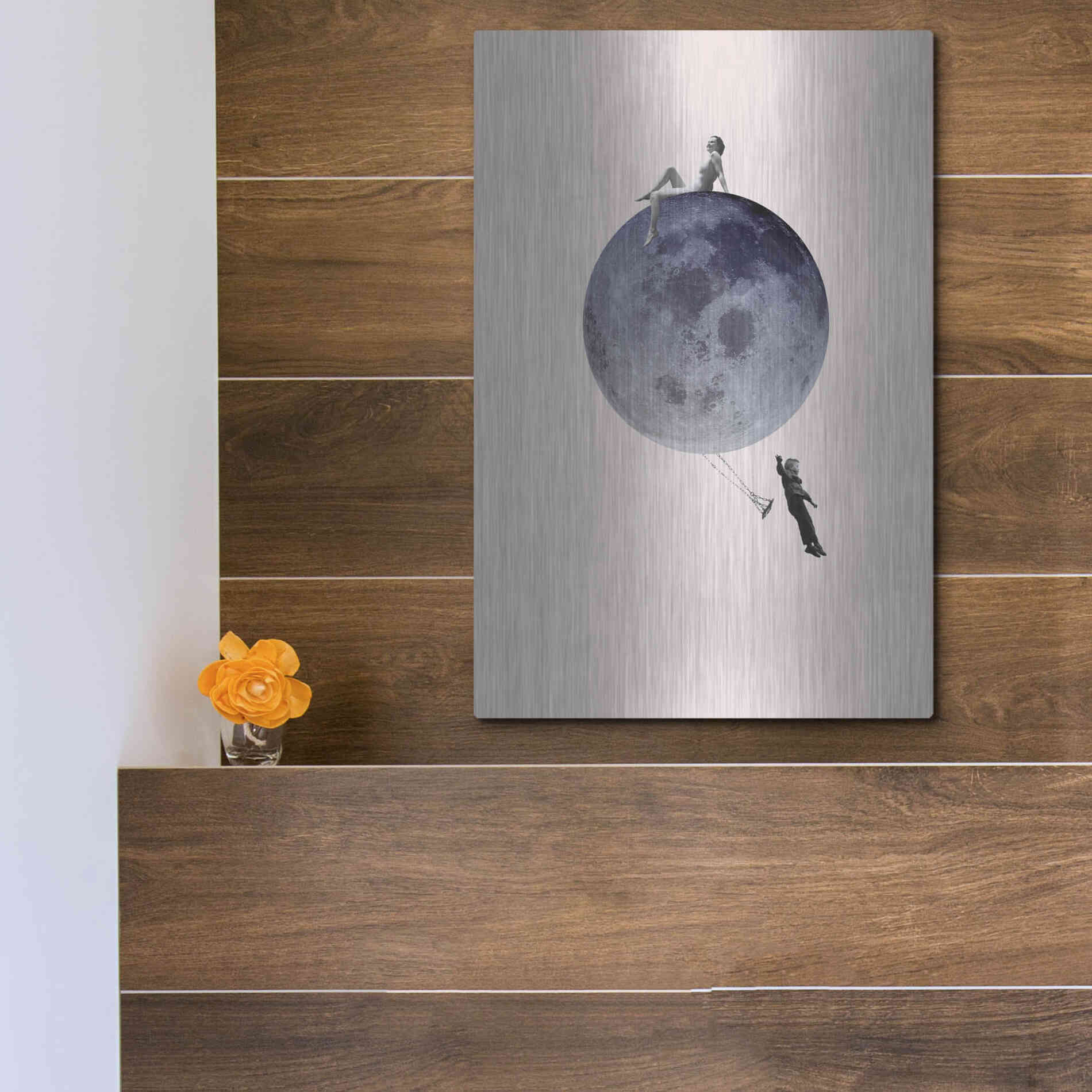 Luxe Metal Art 'Moon Jump' by Design Fabrikken, Metal Wall Art,12x16