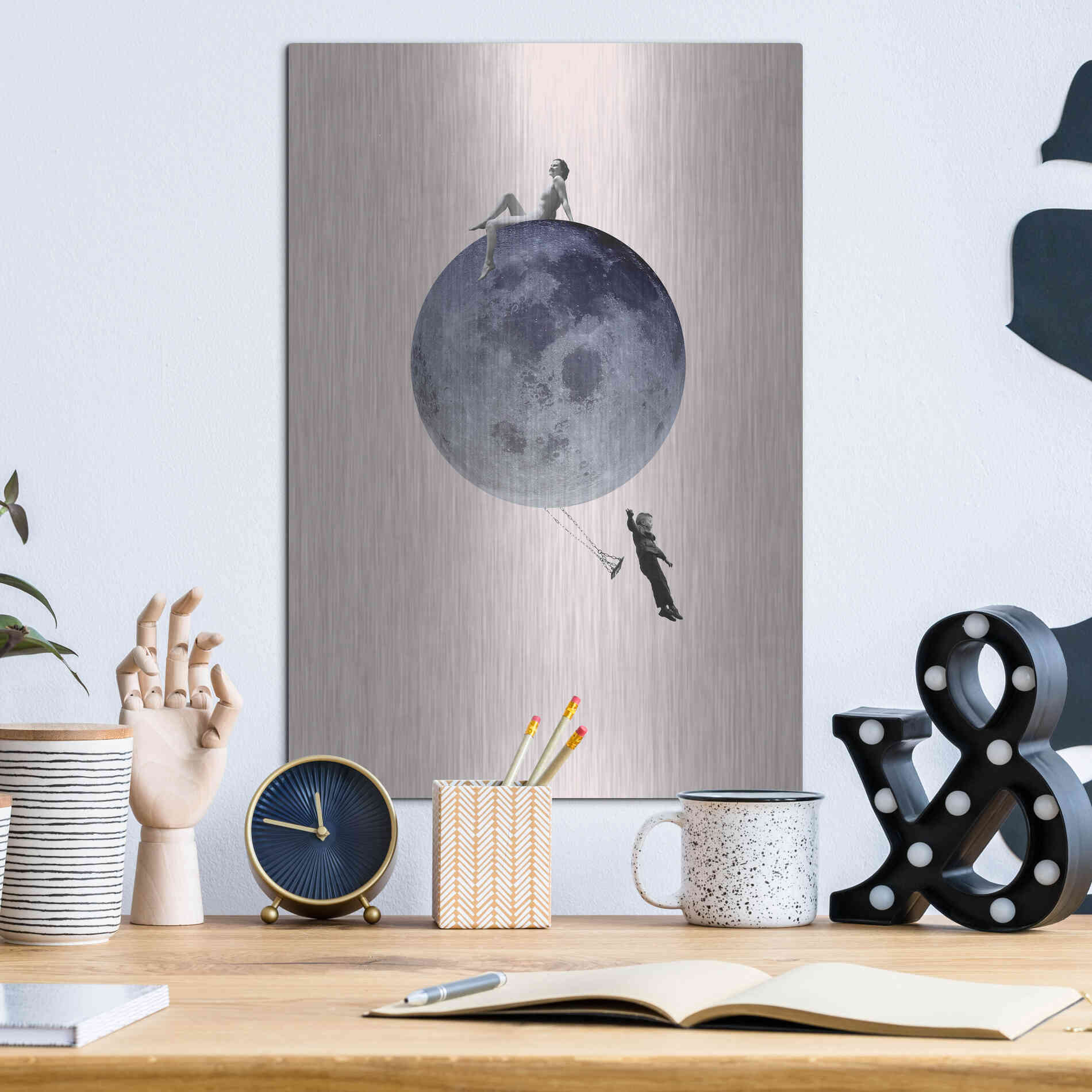 Luxe Metal Art 'Moon Jump' by Design Fabrikken, Metal Wall Art,12x16