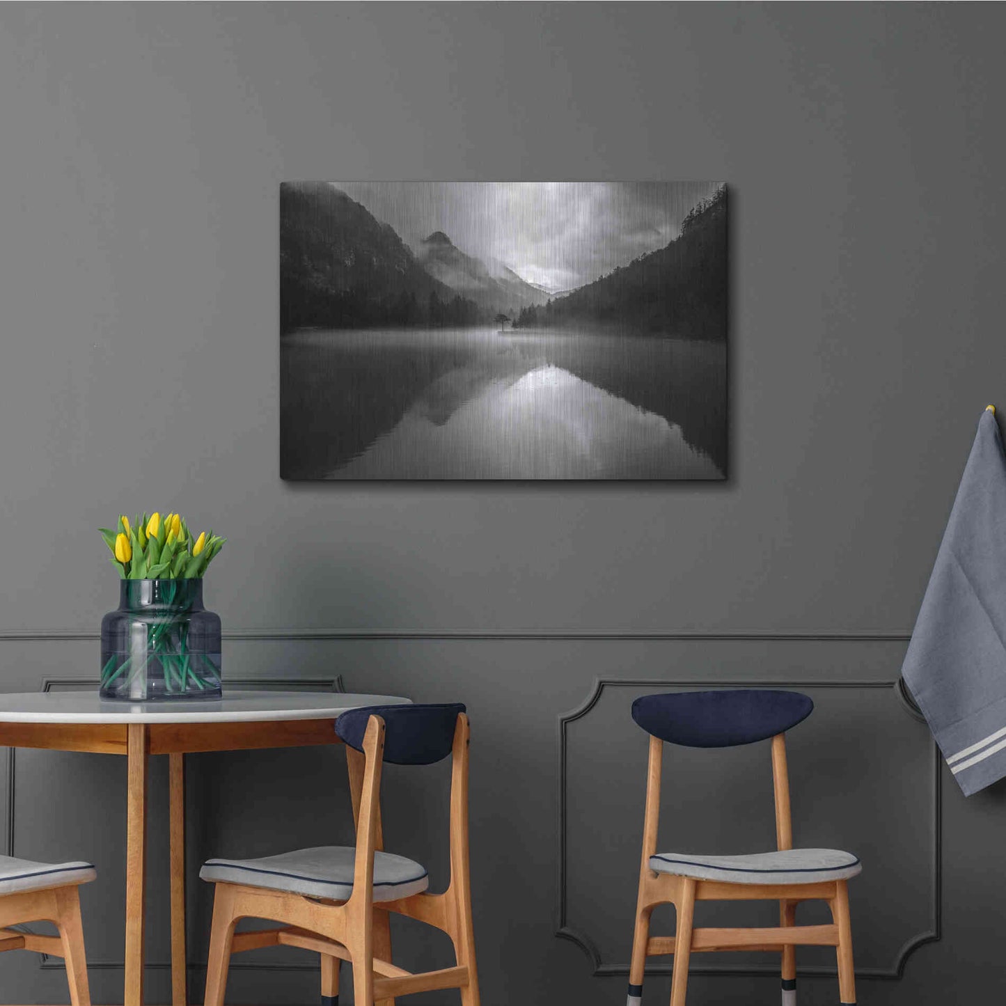 Luxe Metal Art 'Mountain Lake' by Design Fabrikken, Metal Wall Art,36x24