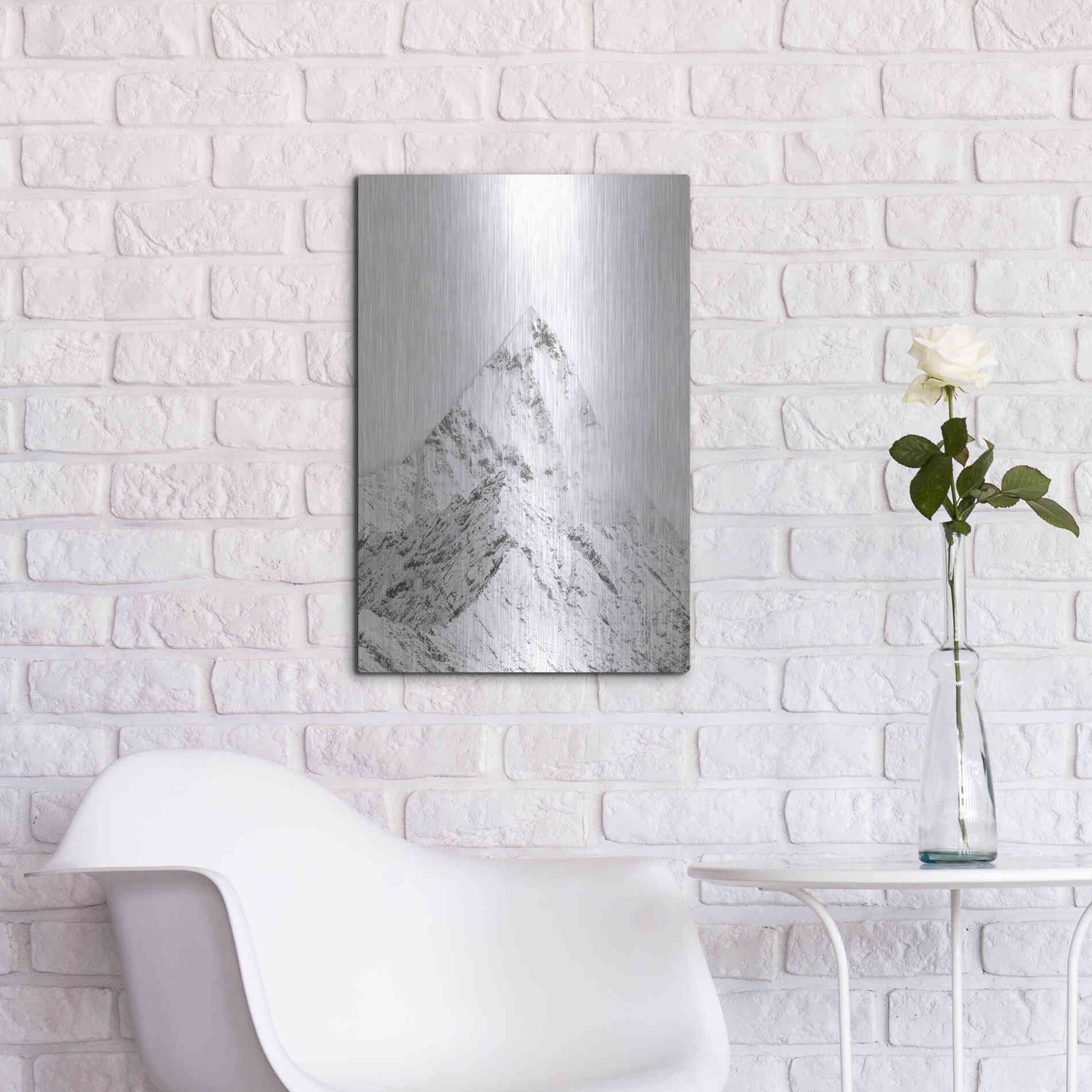 Luxe Metal Art 'Mountain Top White' by Design Fabrikken, Metal Wall Art,16x24