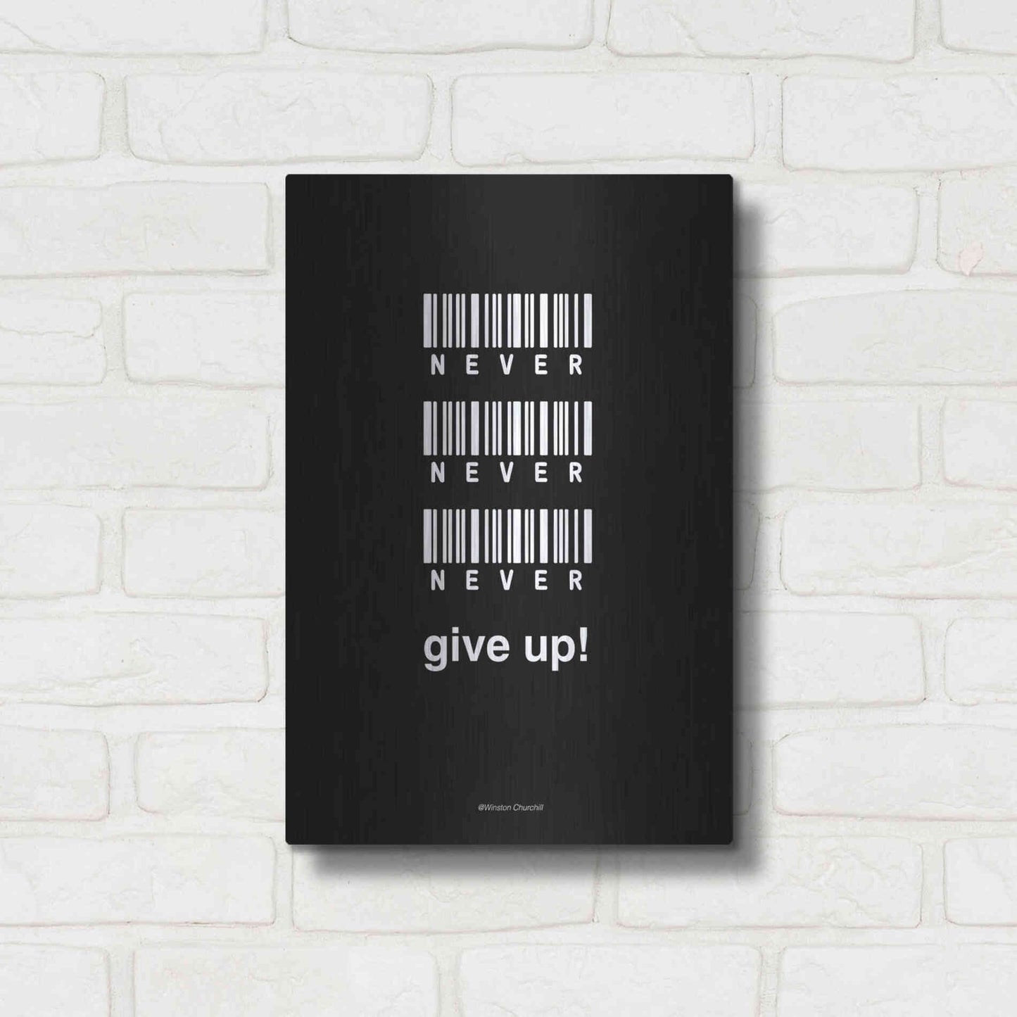 Luxe Metal Art 'Never Give Up' by Design Fabrikken, Metal Wall Art,12x16