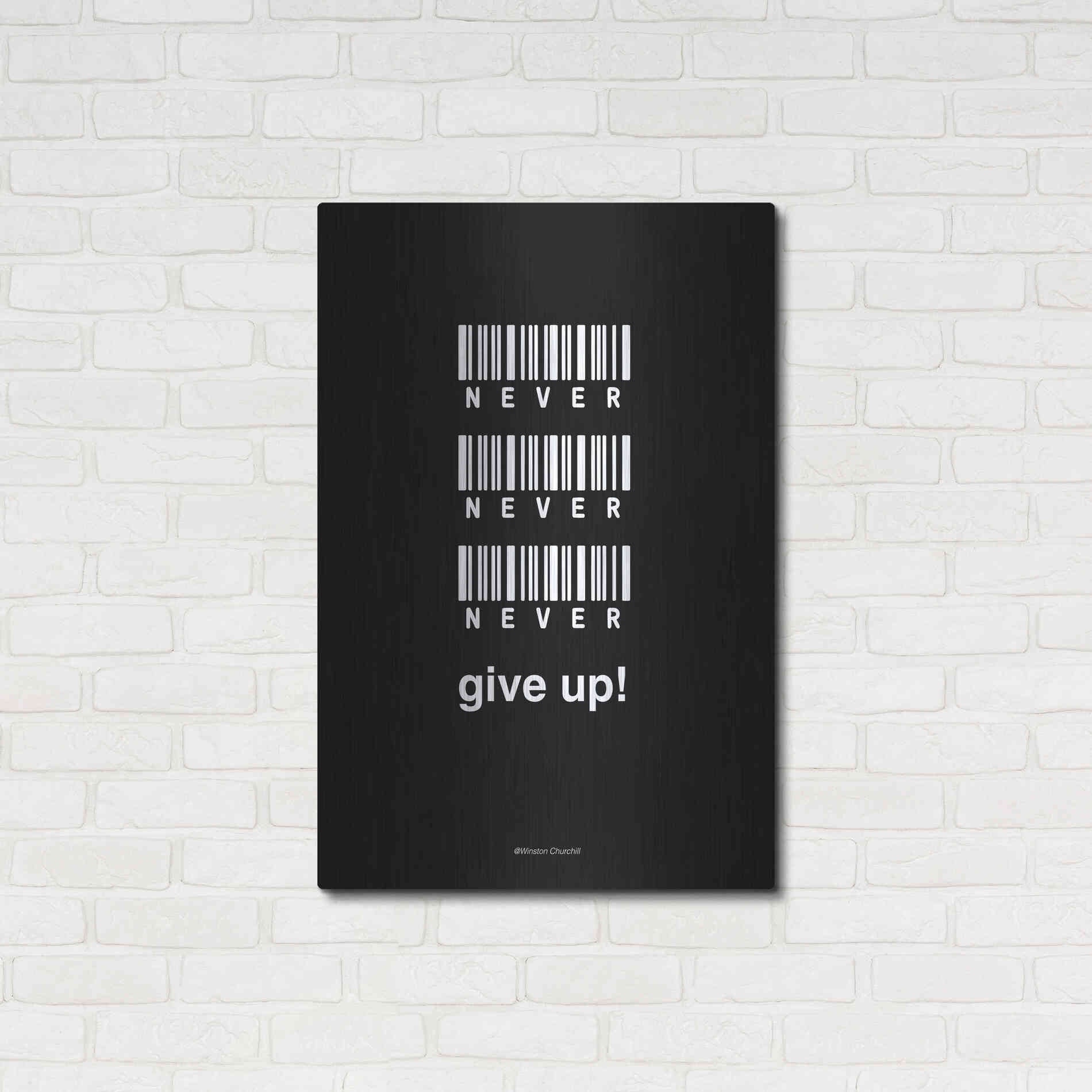 Luxe Metal Art 'Never Give Up' by Design Fabrikken, Metal Wall Art,24x36