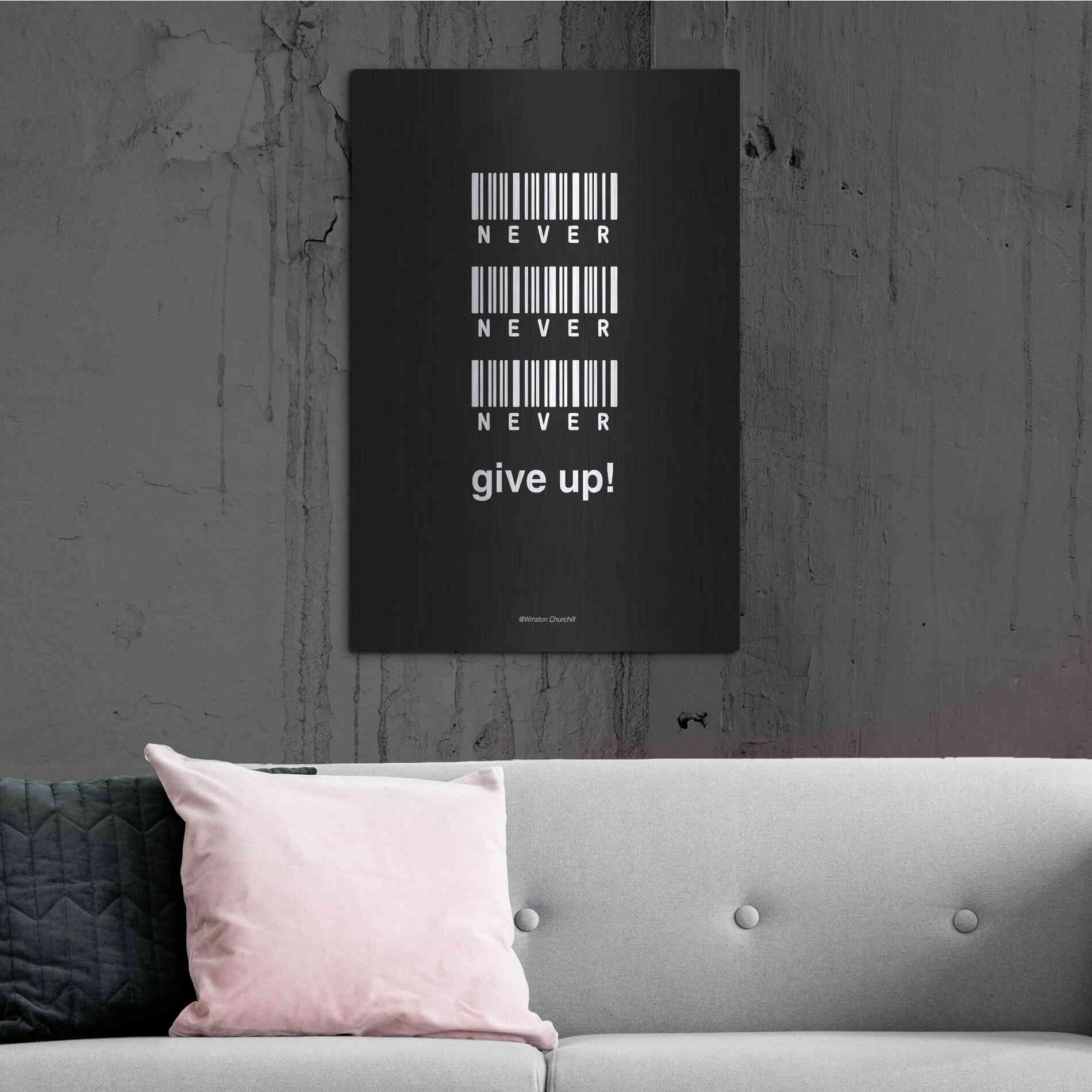 Luxe Metal Art 'Never Give Up' by Design Fabrikken, Metal Wall Art,24x36