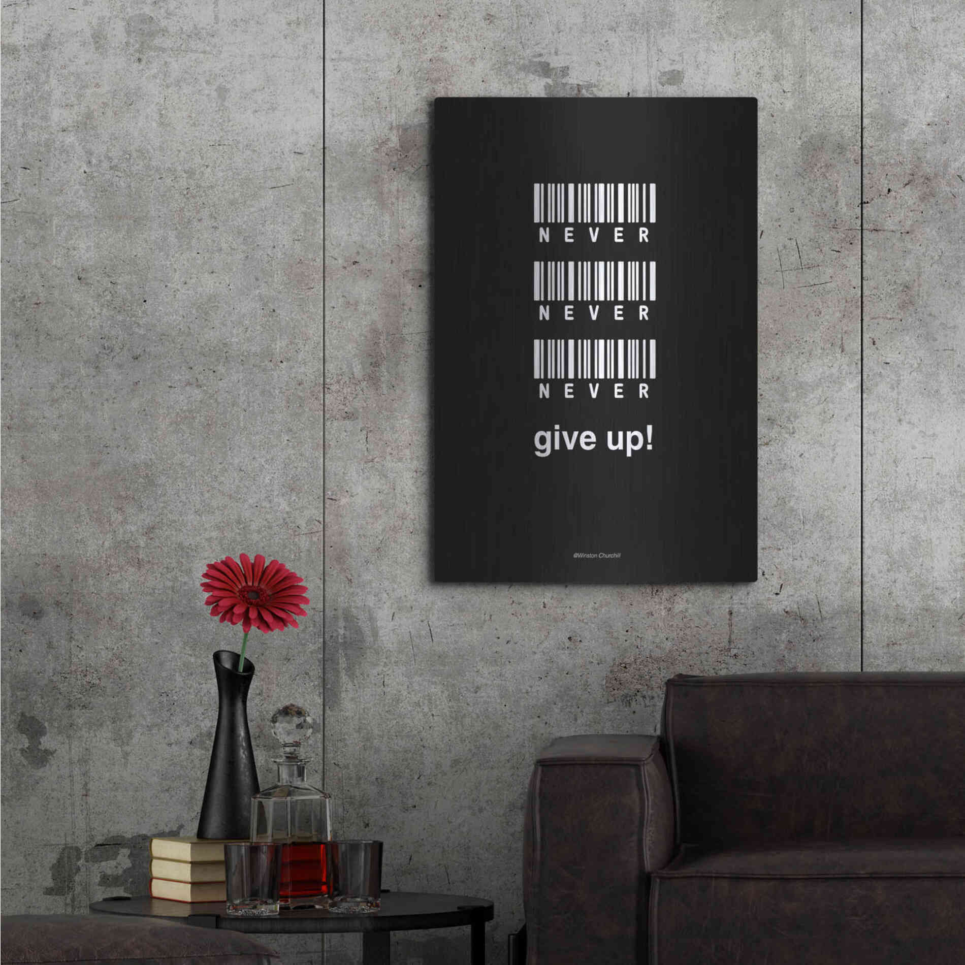 Luxe Metal Art 'Never Give Up' by Design Fabrikken, Metal Wall Art,24x36