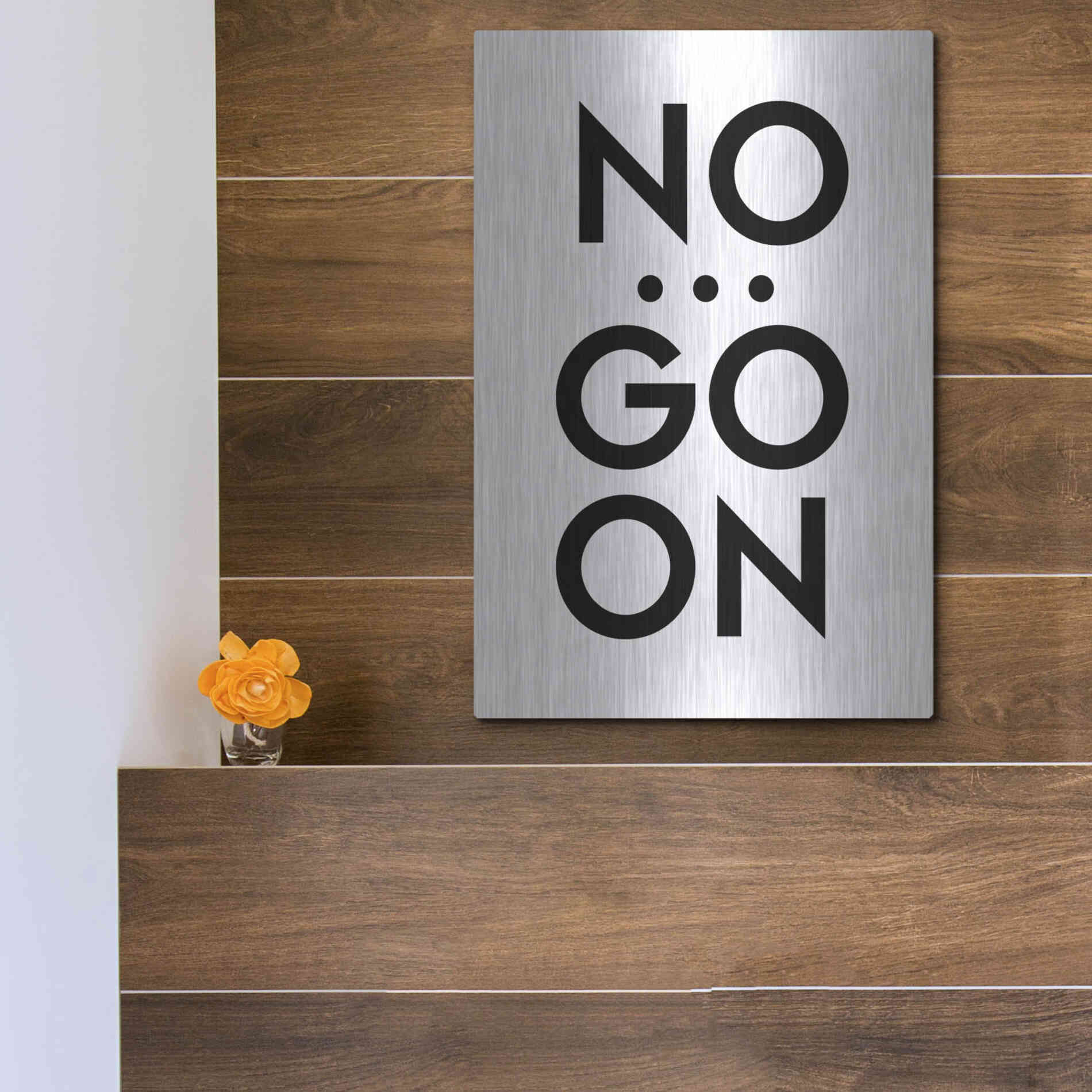 Luxe Metal Art 'No... Go On' by Design Fabrikken, Metal Wall Art,12x16