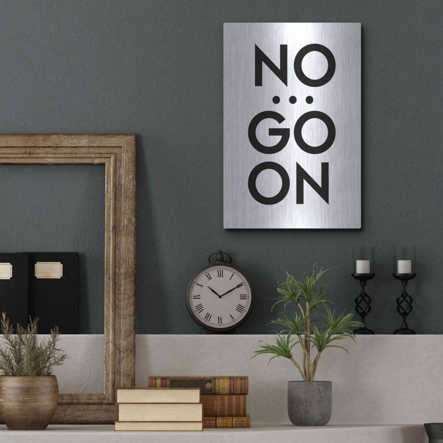 Luxe Metal Art 'No... Go On' by Design Fabrikken, Metal Wall Art,12x16