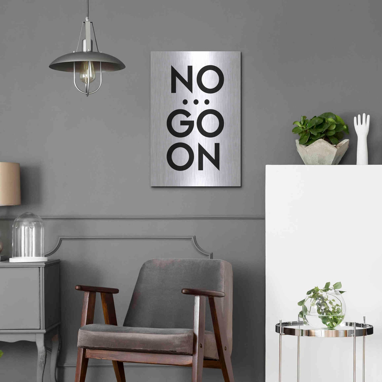 Luxe Metal Art 'No... Go On' by Design Fabrikken, Metal Wall Art,16x24