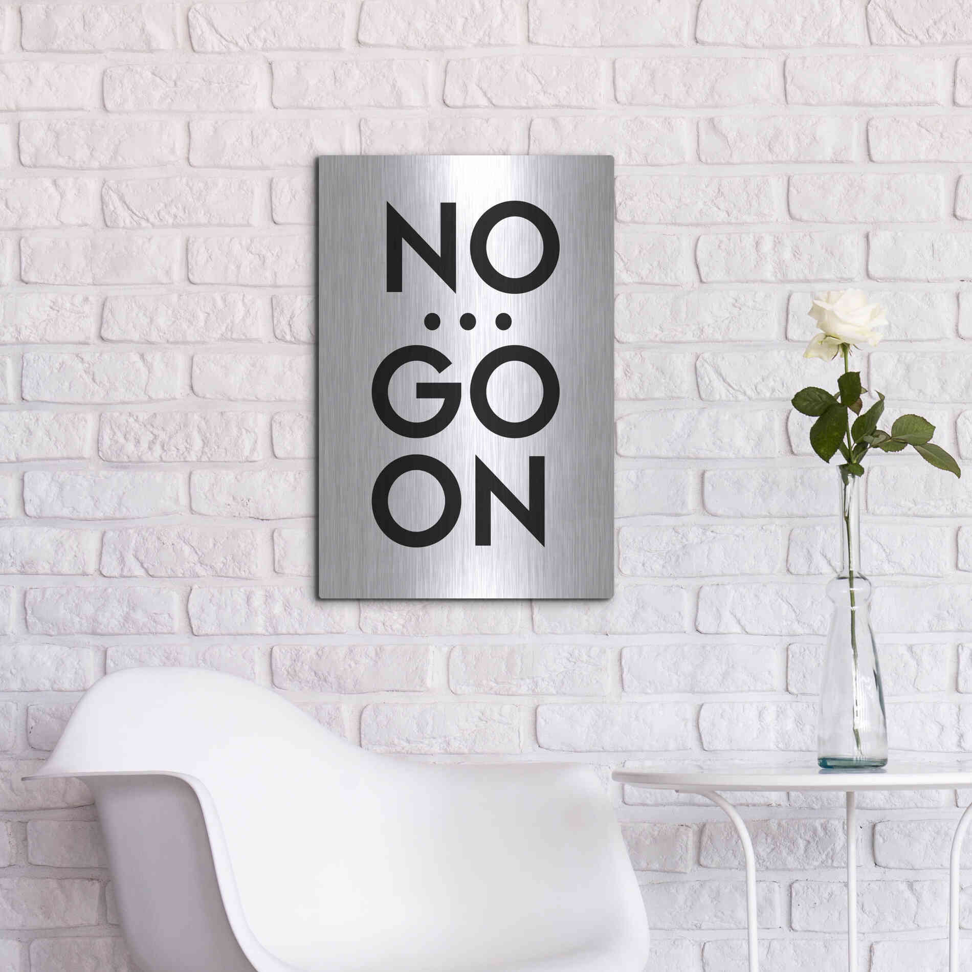 Luxe Metal Art 'No... Go On' by Design Fabrikken, Metal Wall Art,16x24