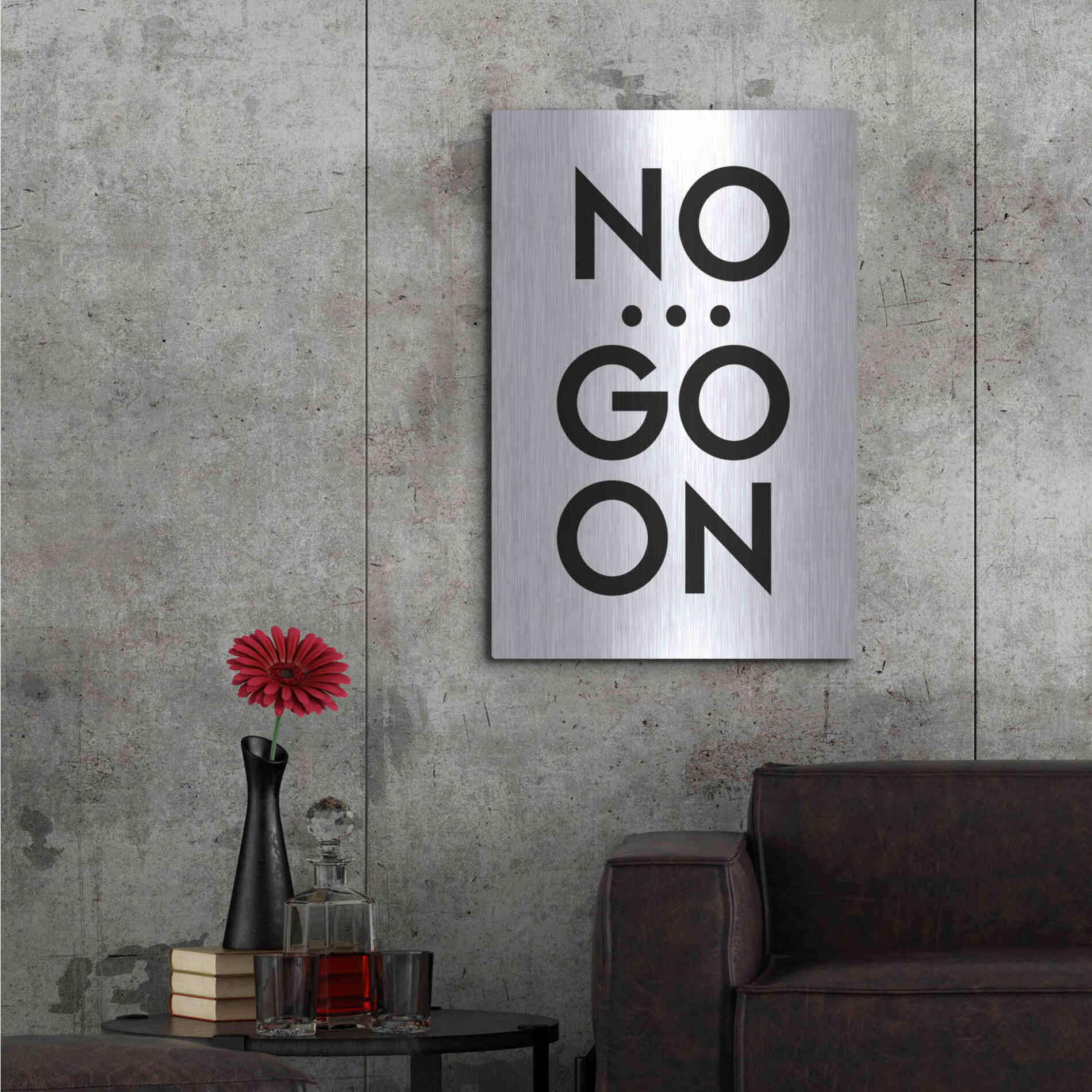 Luxe Metal Art 'No... Go On' by Design Fabrikken, Metal Wall Art,24x36