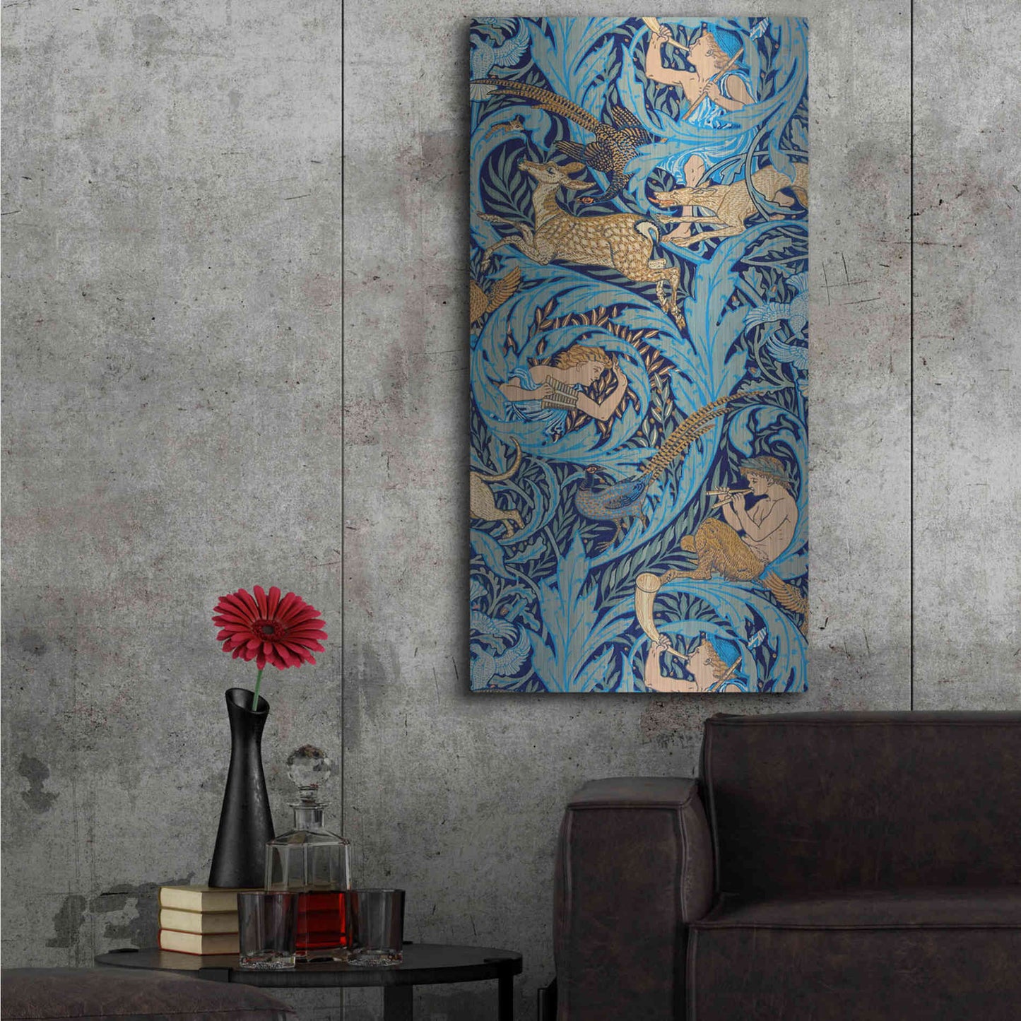 Luxe Metal Art 'Woodnotes' by Walter Crane, Metal Wall Art,24x48