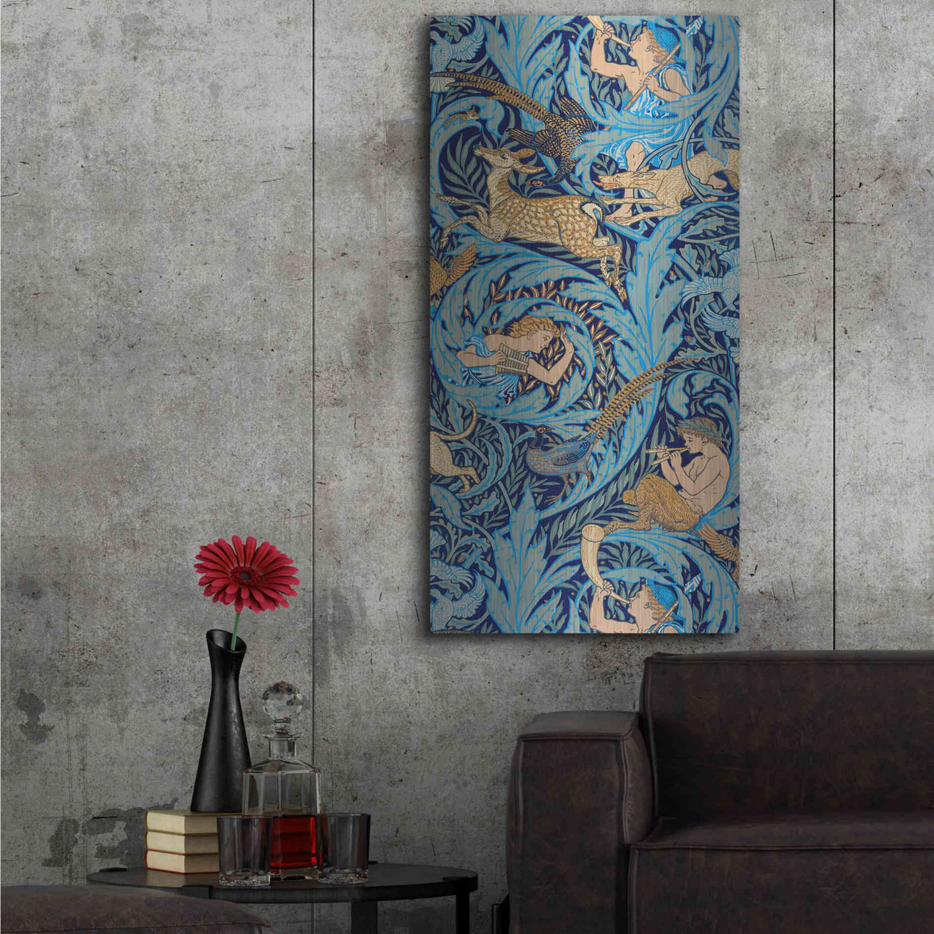 Luxe Metal Art 'Woodnotes' by Walter Crane, Metal Wall Art,24x48