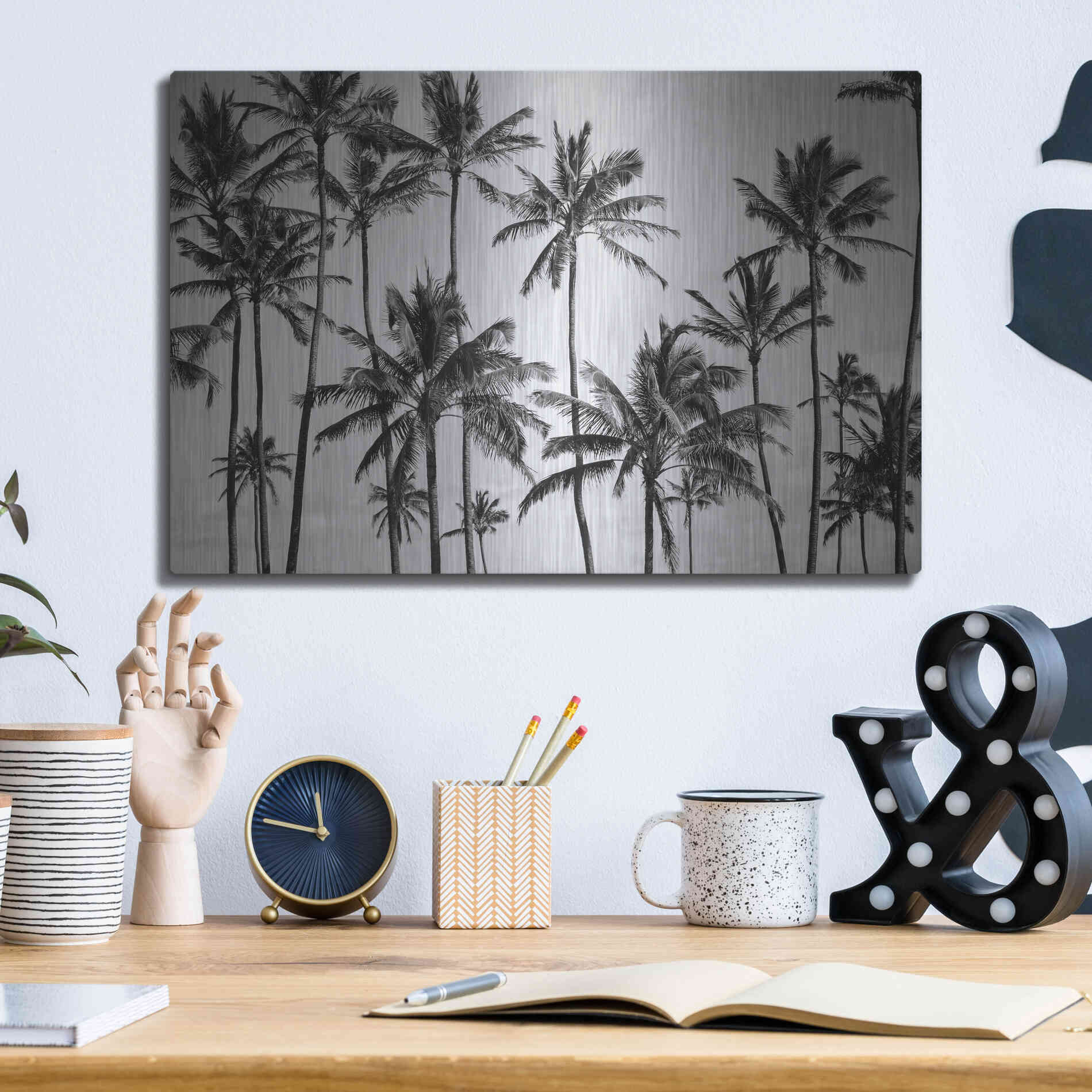 Luxe Metal Art 'Palm Heaven' by Design Fabrikken, Metal Wall Art,16x12