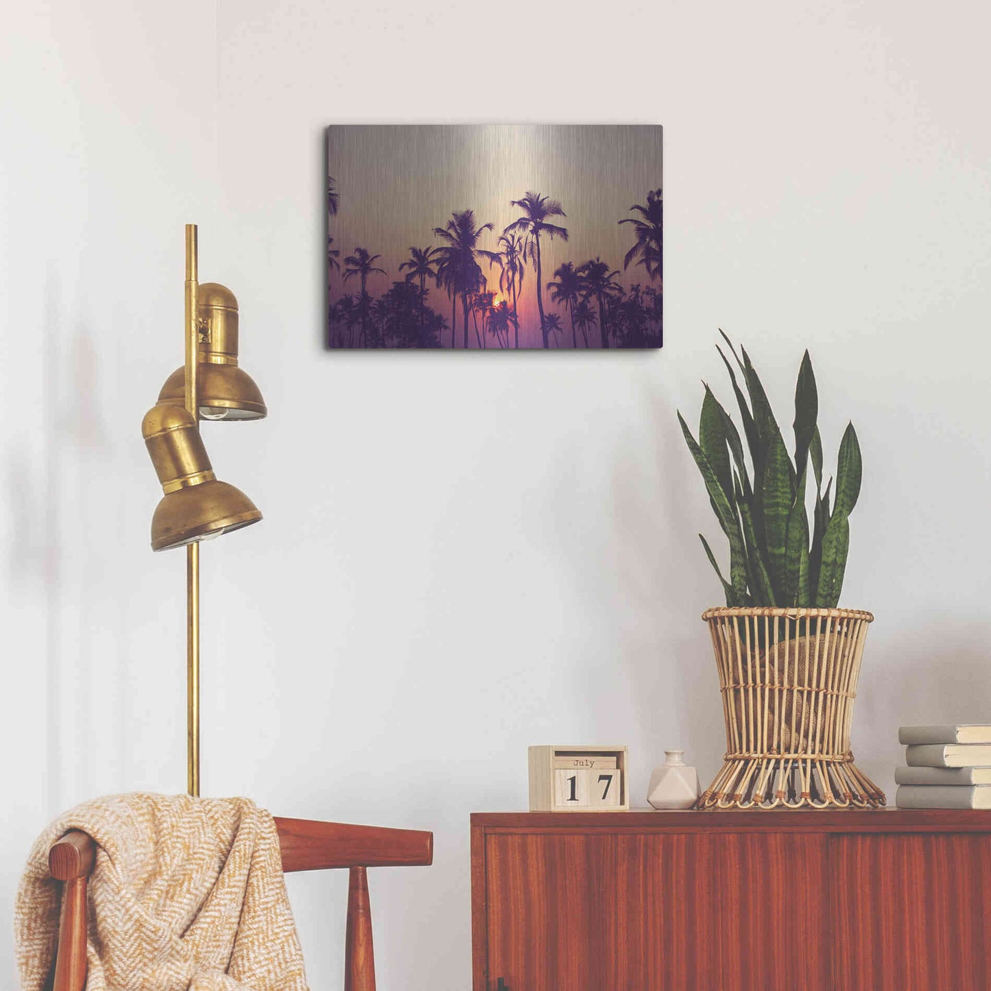 Luxe Metal Art 'Palm Sky 1' by Design Fabrikken, Metal Wall Art,24x16