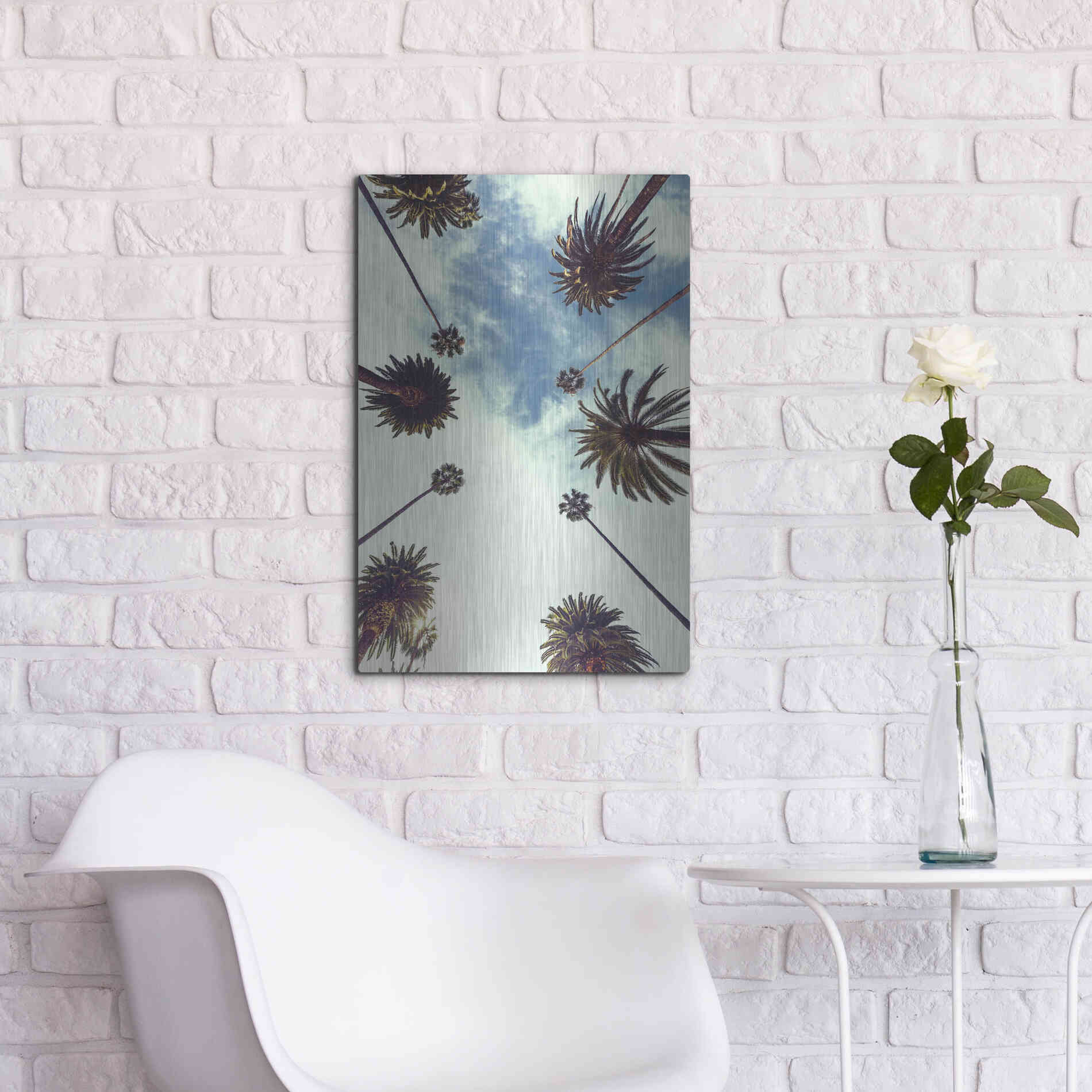 Luxe Metal Art 'Palm Sky 2' by Design Fabrikken, Metal Wall Art,16x24