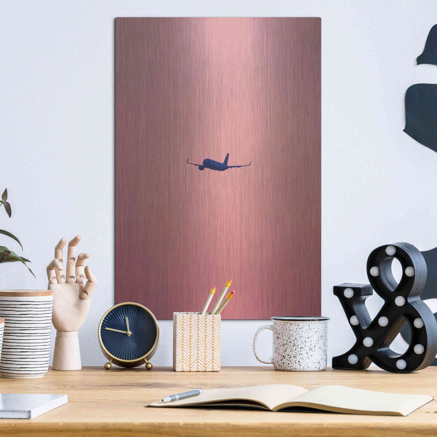 Luxe Metal Art 'Pink Flight' by Design Fabrikken, Metal Wall Art,12x16